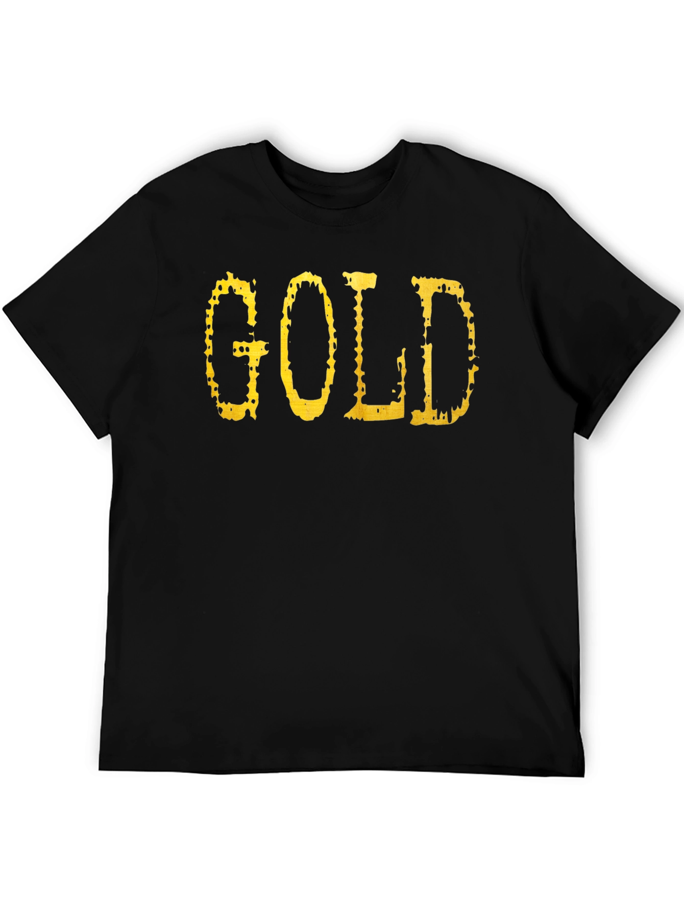 Gold Graphic Tee - Black Cotton Casual T-Shirt