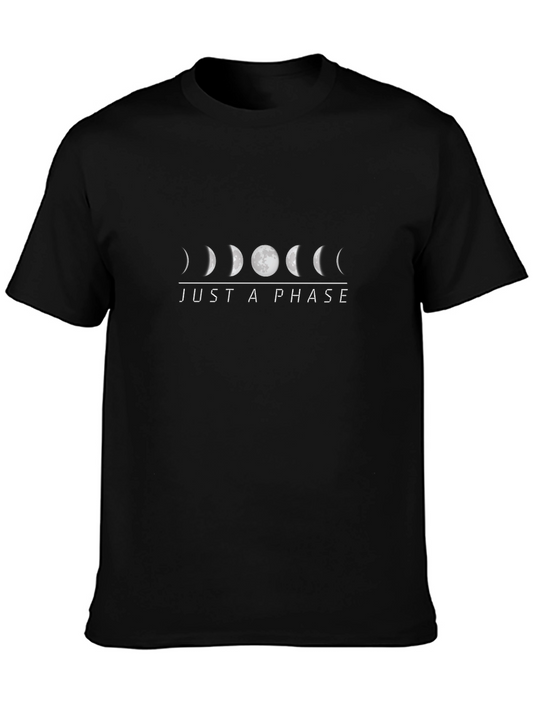 Just a Phase Black T-Shirt - Moon Cycle Design