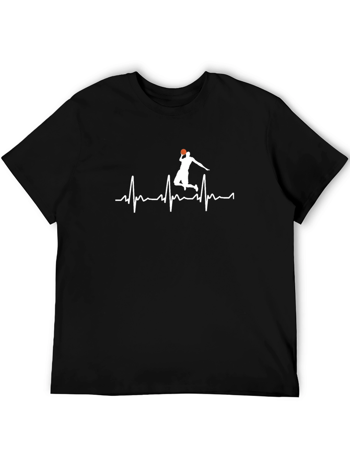 Basketball Heartbeat Graphic Tee - Black
