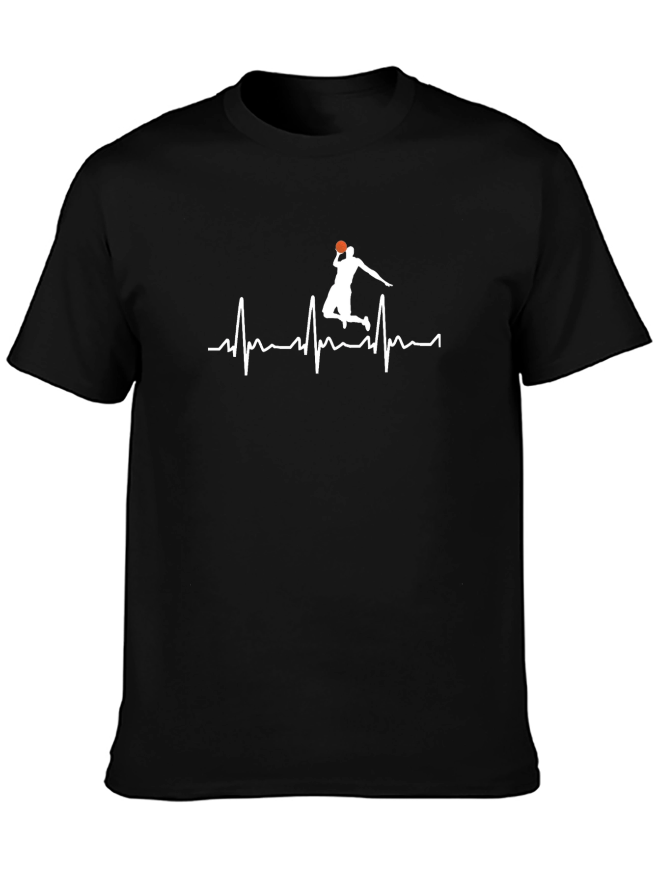 Basketball Heartbeat Graphic Tee - Black