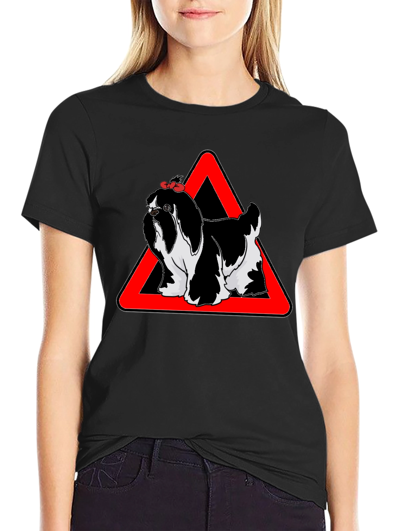 Dog Warning T-Shirt Graphic Tee Novelty Shirt