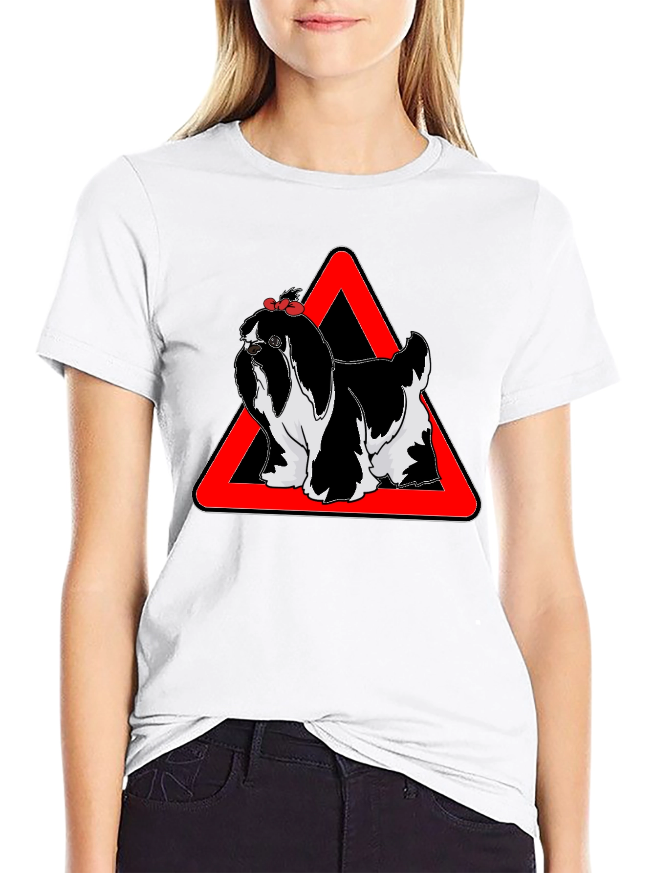 Dog Warning T-Shirt Graphic Tee Novelty Shirt