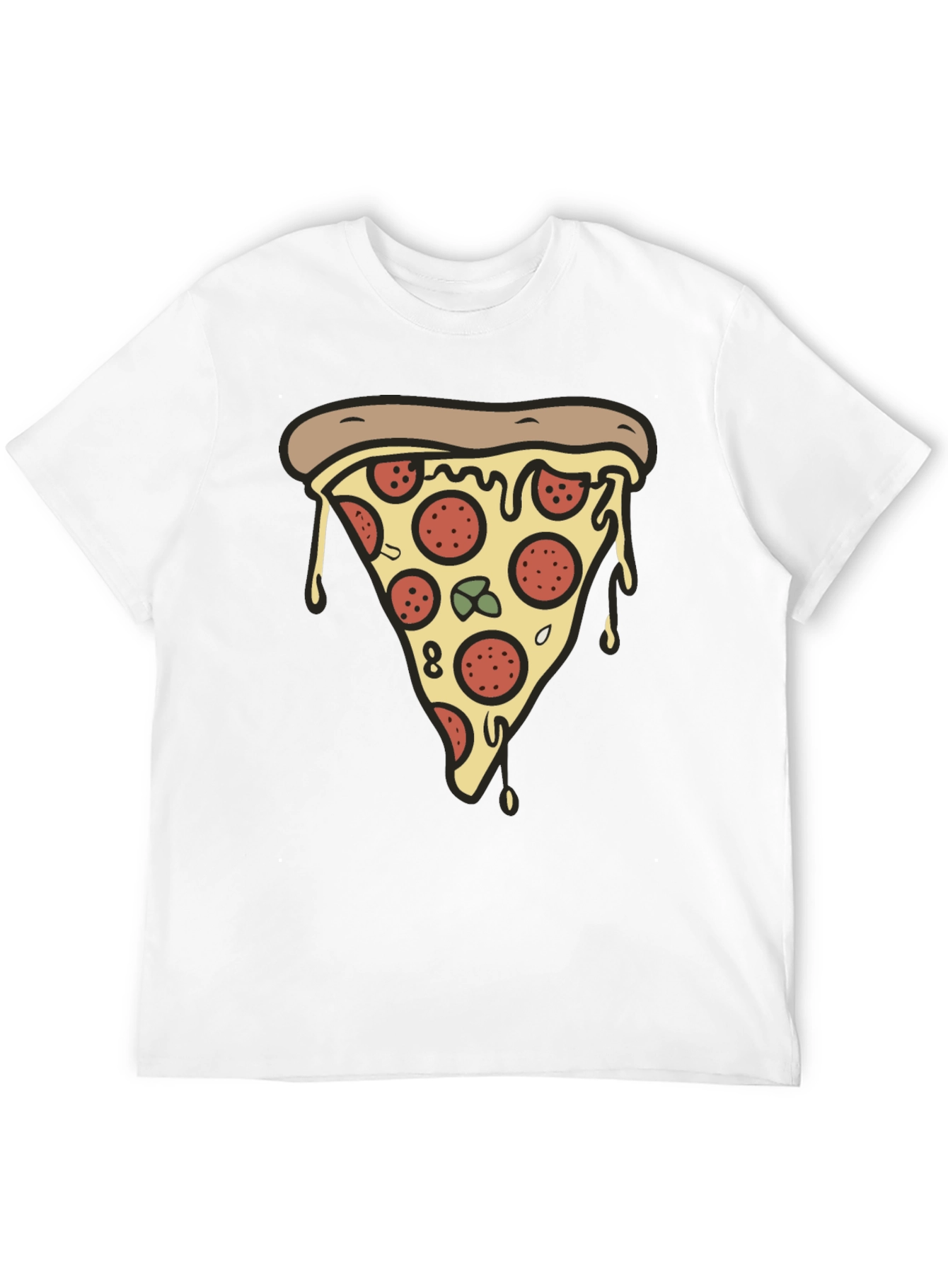 Pizza Slice Graphic Tee - Casual Black T-Shirt