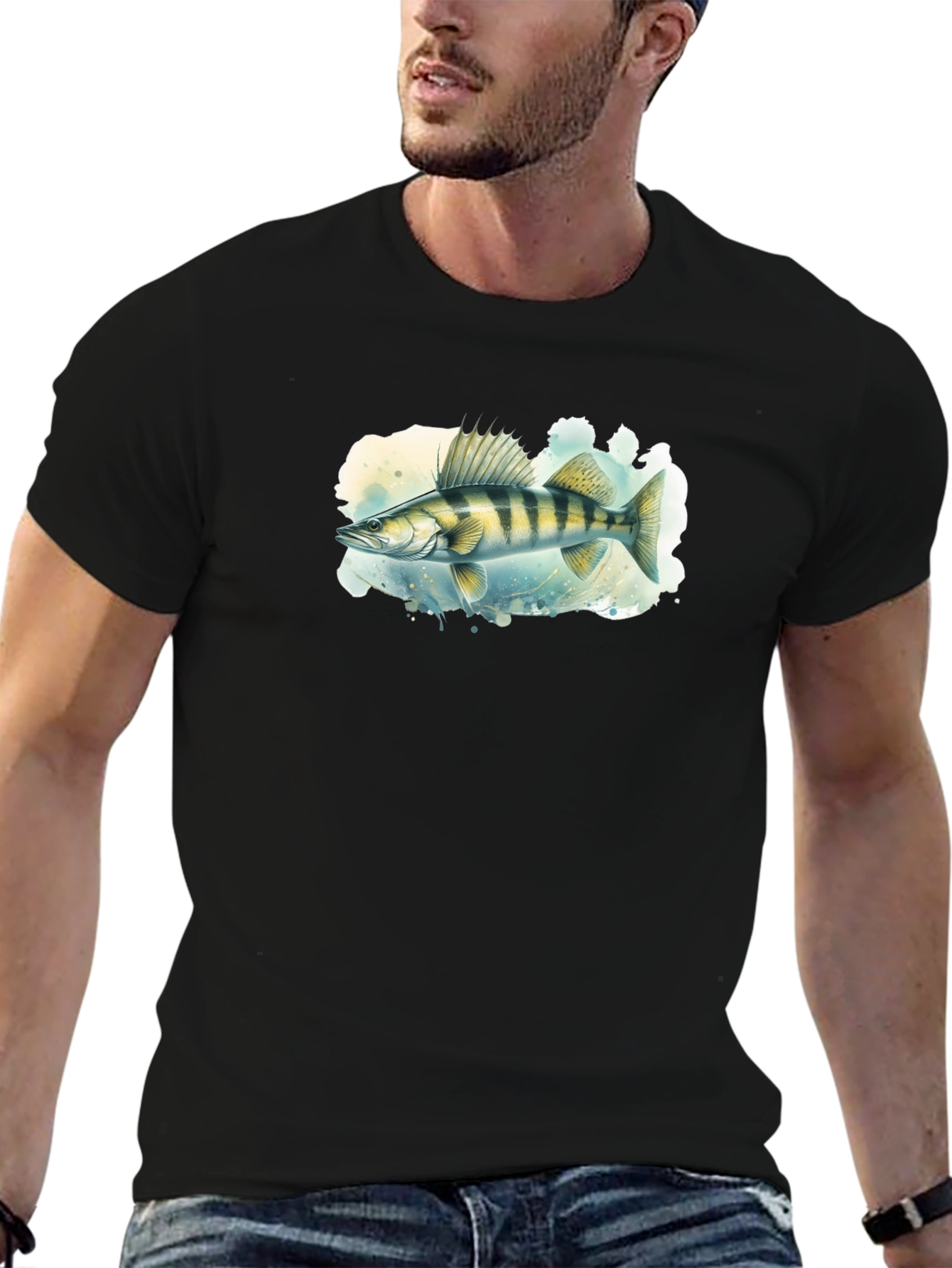 Walleye Fish Graphic Tee - Mens Black T-Shirt