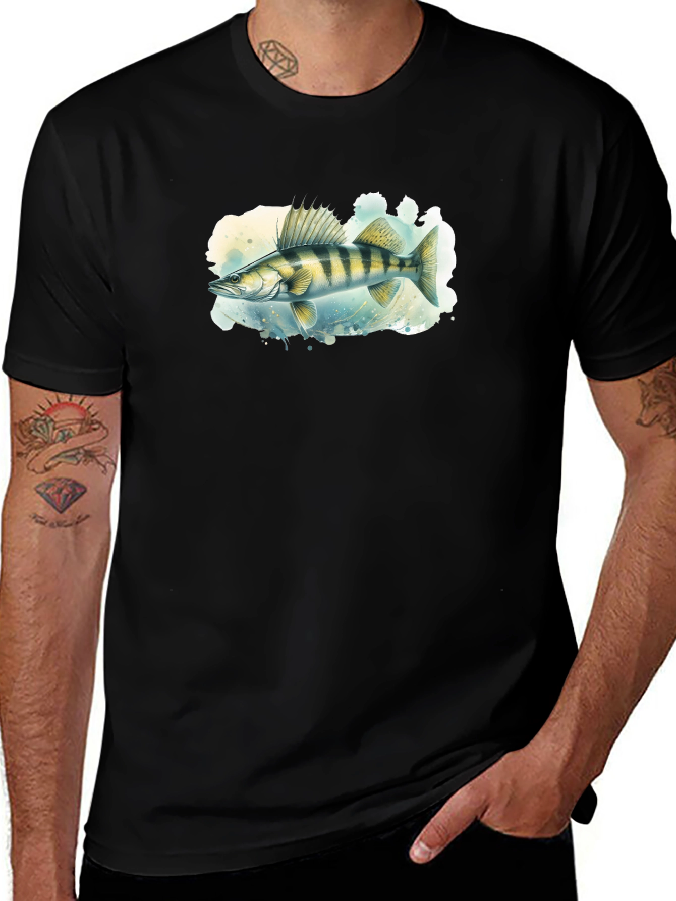 Walleye Fish Graphic Tee - Mens Black T-Shirt