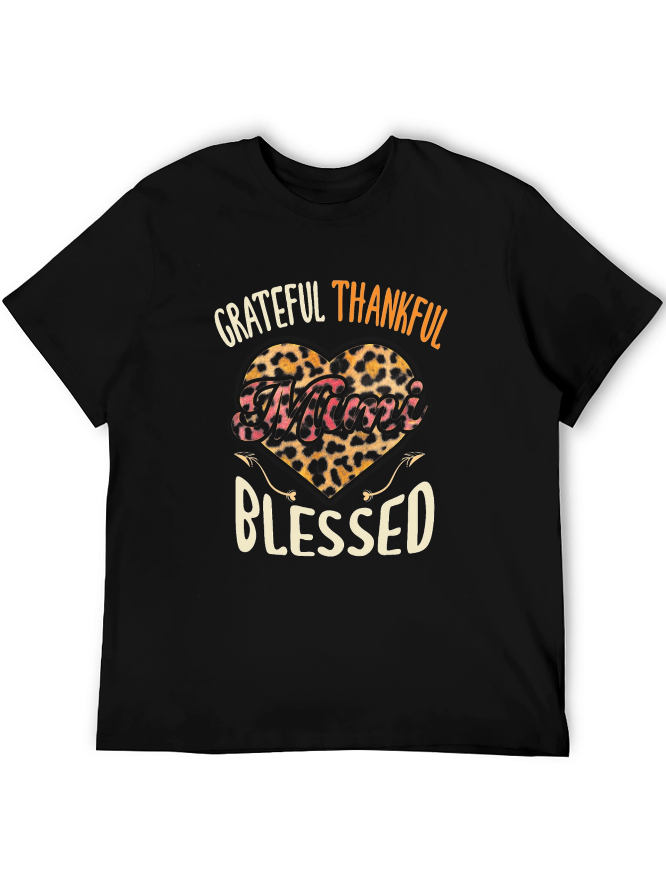 Grateful Thankful Blessed Leopard Print Heart T-Shirt