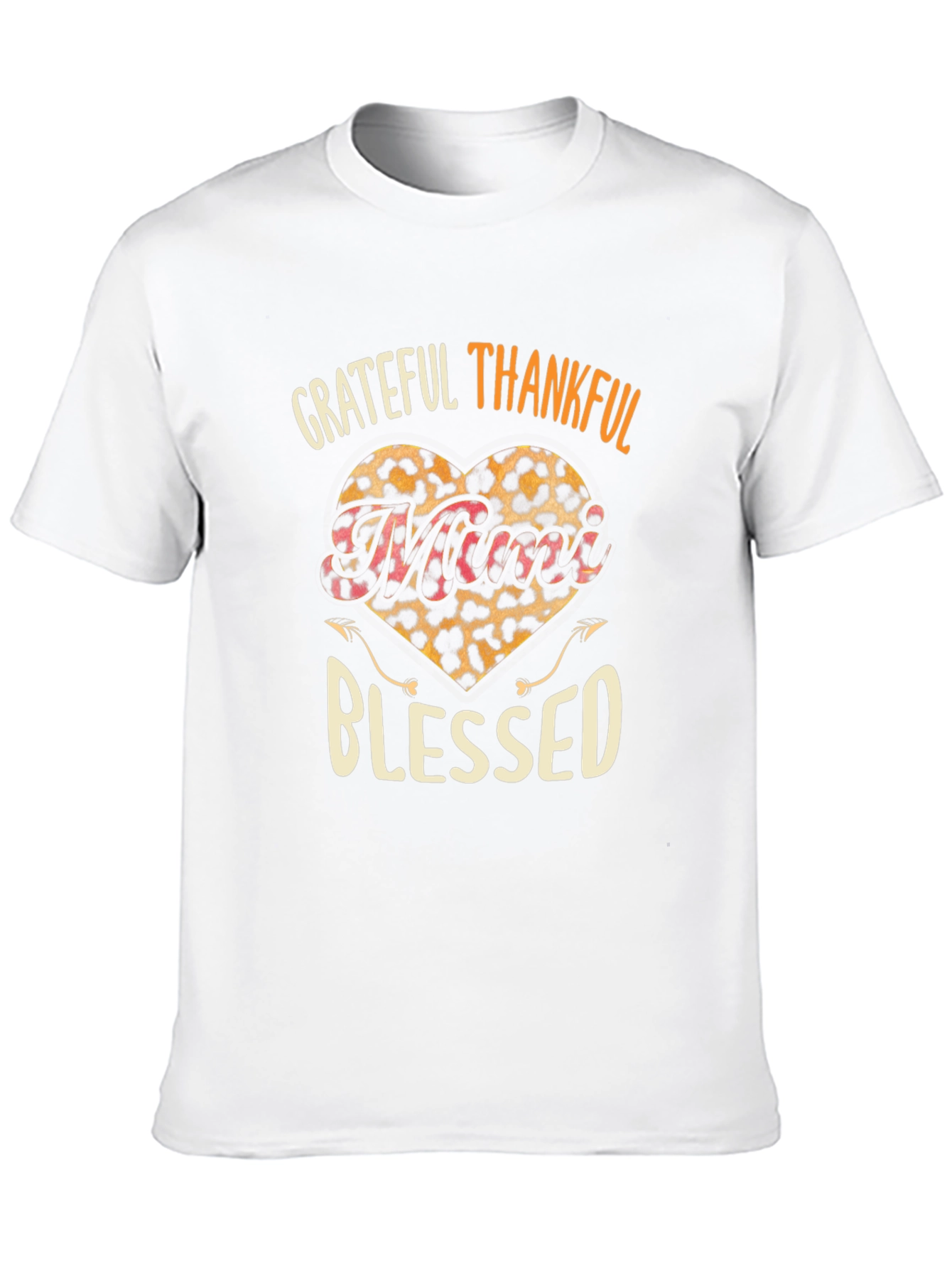 Grateful Thankful Blessed Leopard Print Heart T-Shirt