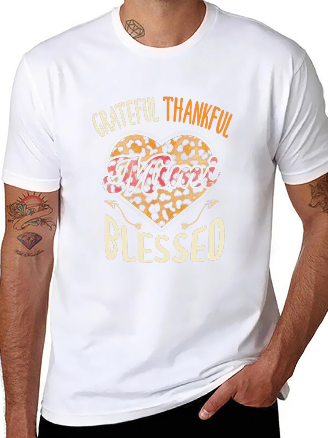 Grateful Thankful Blessed Leopard Print Heart T-Shirt