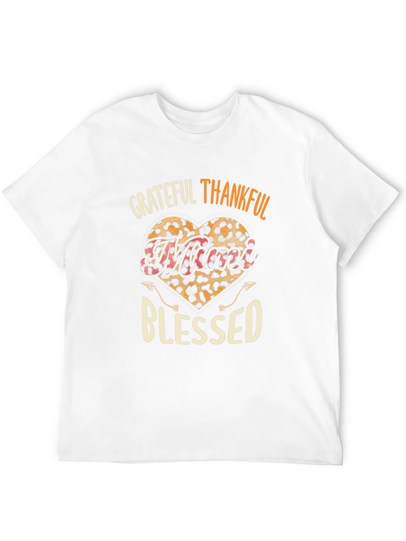 Grateful Thankful Blessed Leopard Print Heart T-Shirt