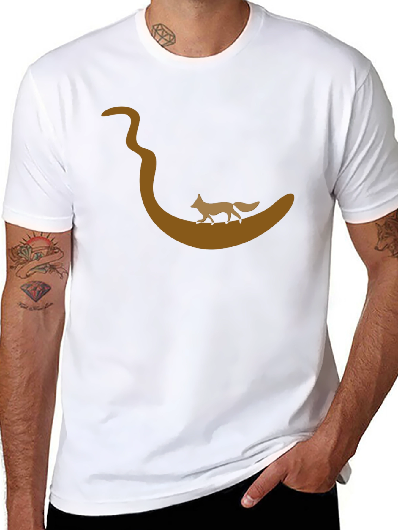 Fox on River T-Shirt - Black Cotton Tee