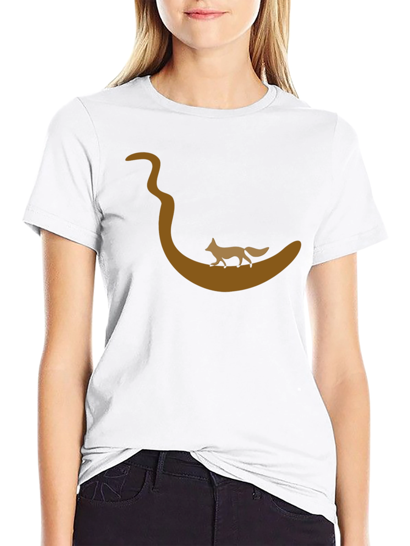 Fox on River T-Shirt - Black Cotton Tee