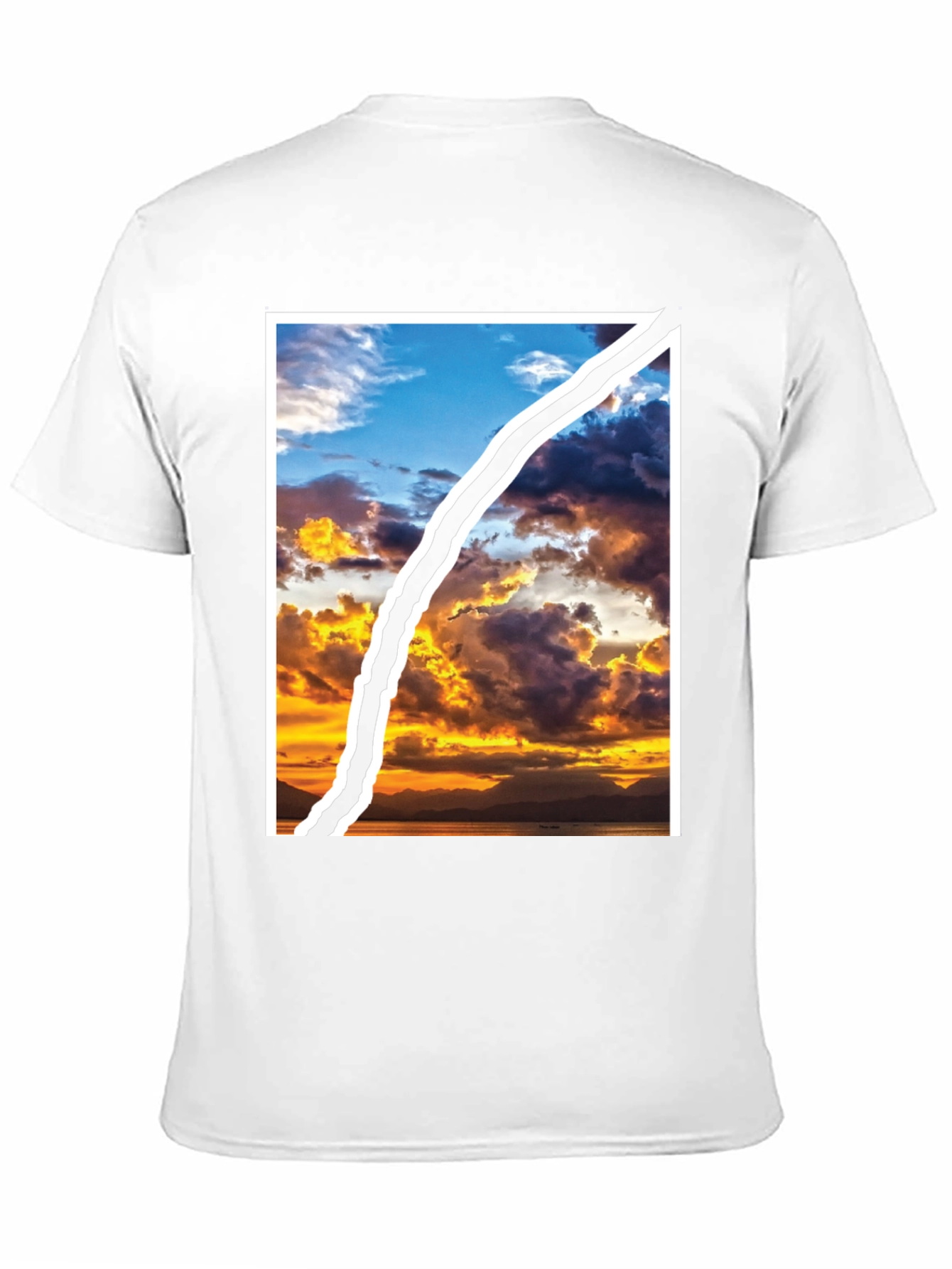 Sunset Sky Graphic Tee - Unique Ripped Design
