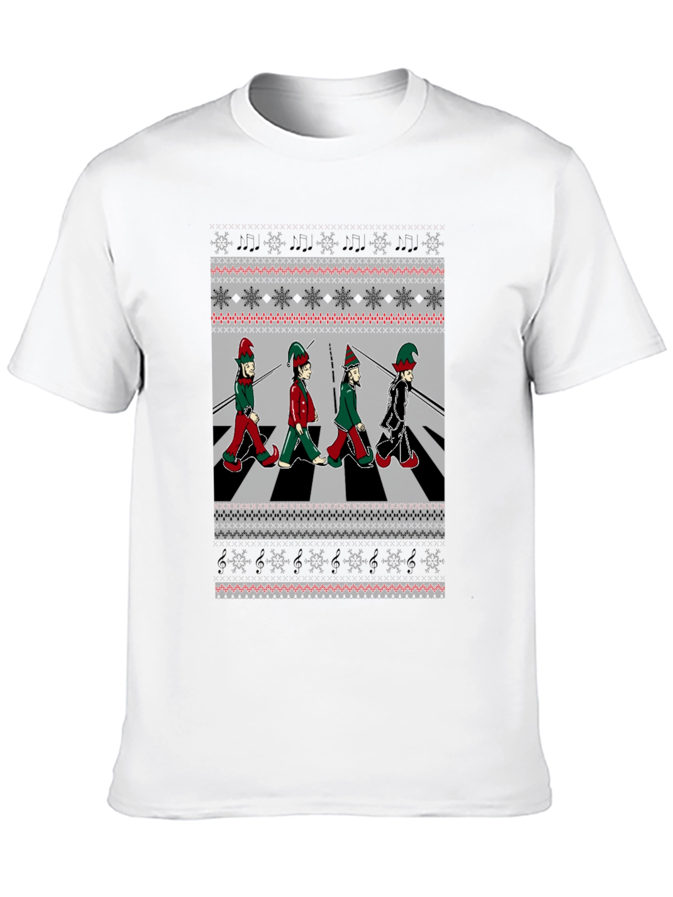 Christmas Elf Abbey Road T-Shirt - Holiday Beatles Parody