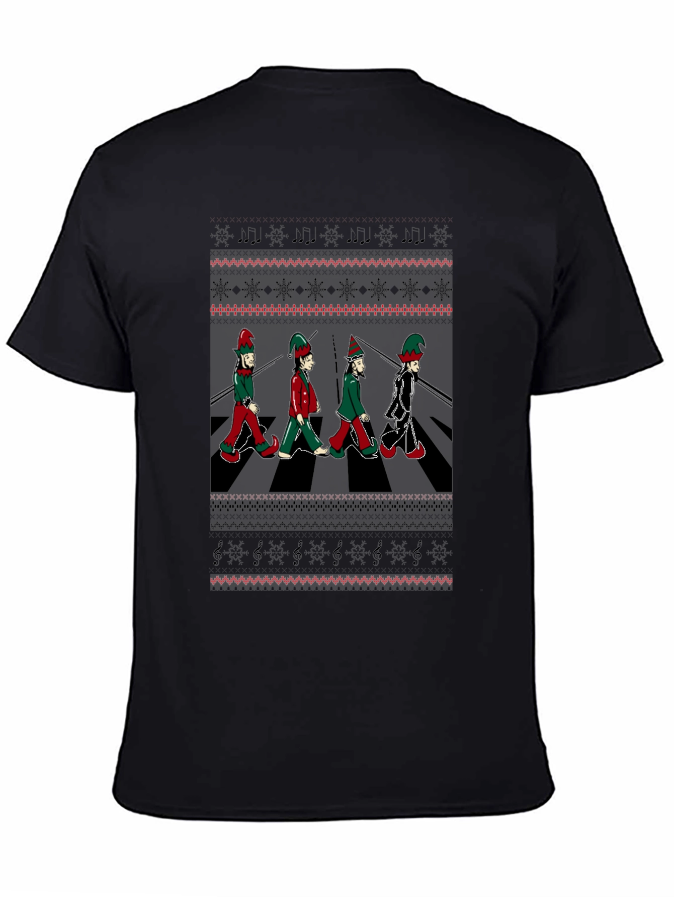 Christmas Elf Abbey Road T-Shirt - Holiday Beatles Parody