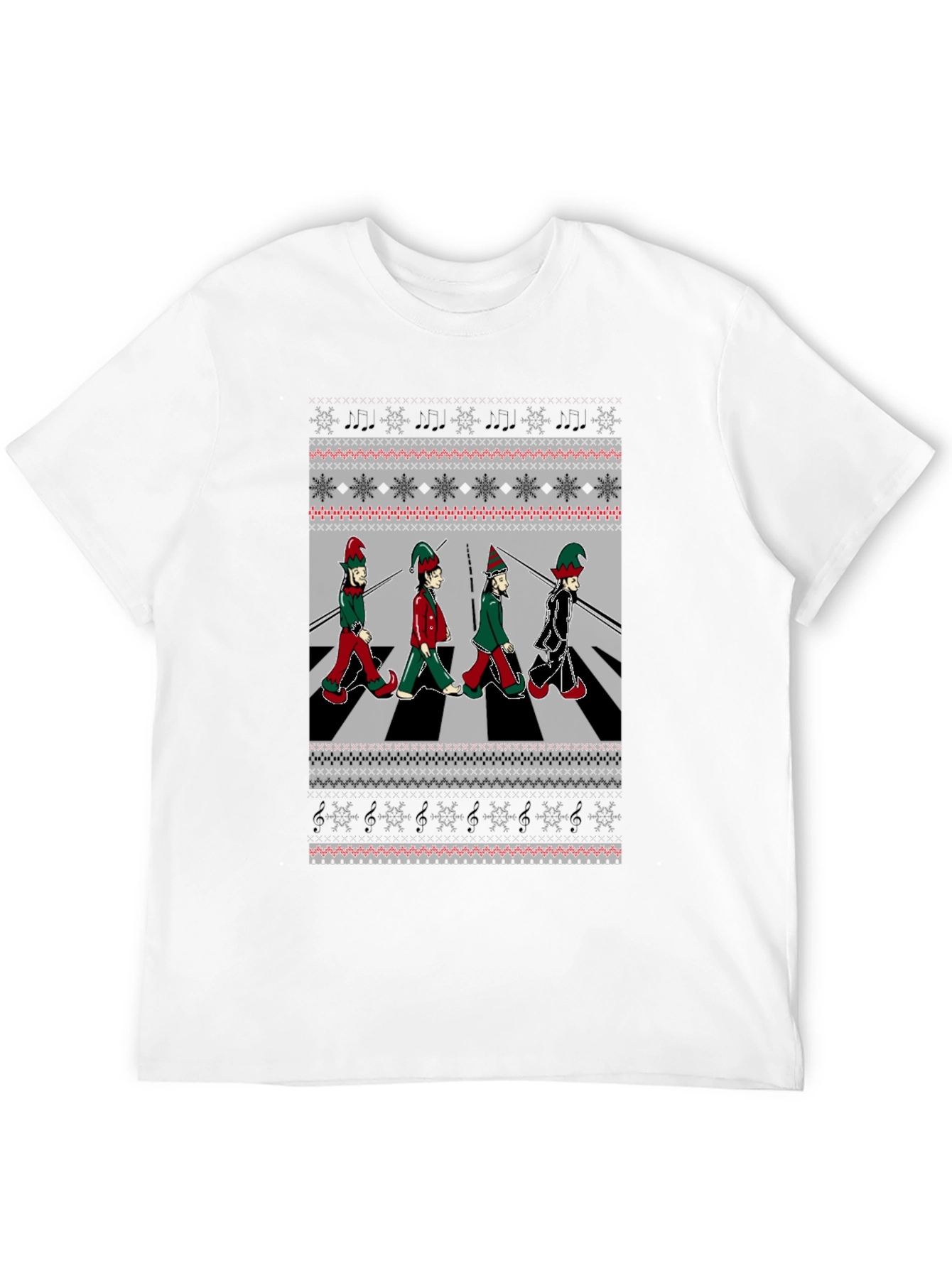 Christmas Elf Abbey Road T-Shirt - Holiday Beatles Parody