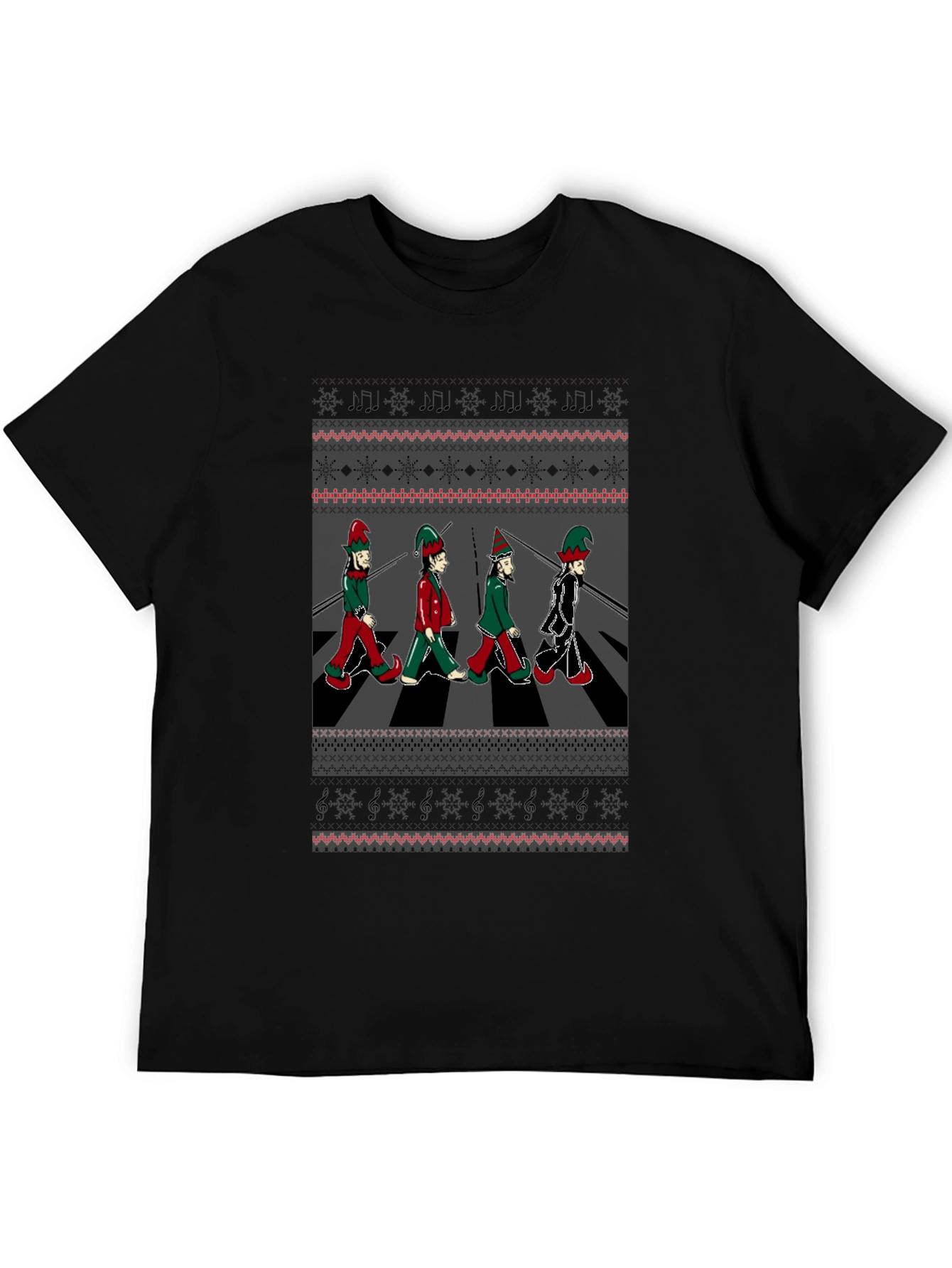 Christmas Elf Abbey Road T-Shirt - Holiday Beatles Parody