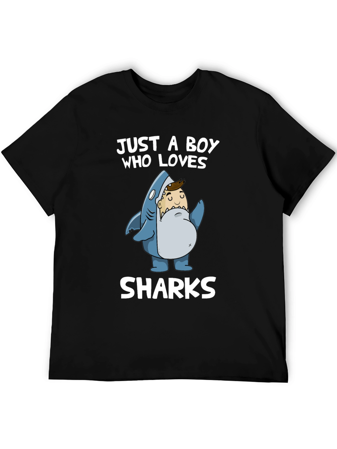 Just a Boy Who Loves Sharks T-Shirt - Black