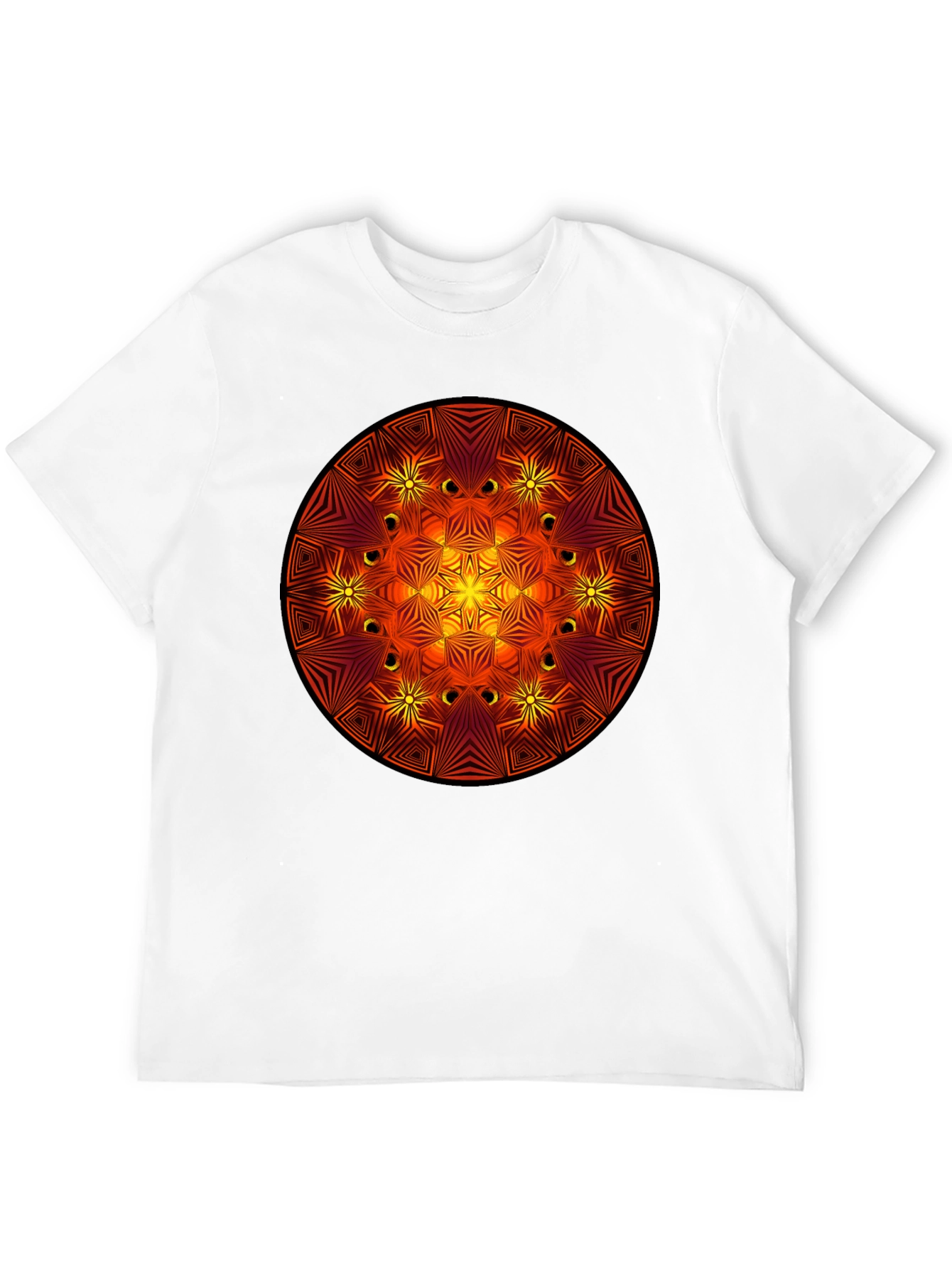 Fiery Mandala Graphic Black T-Shirt