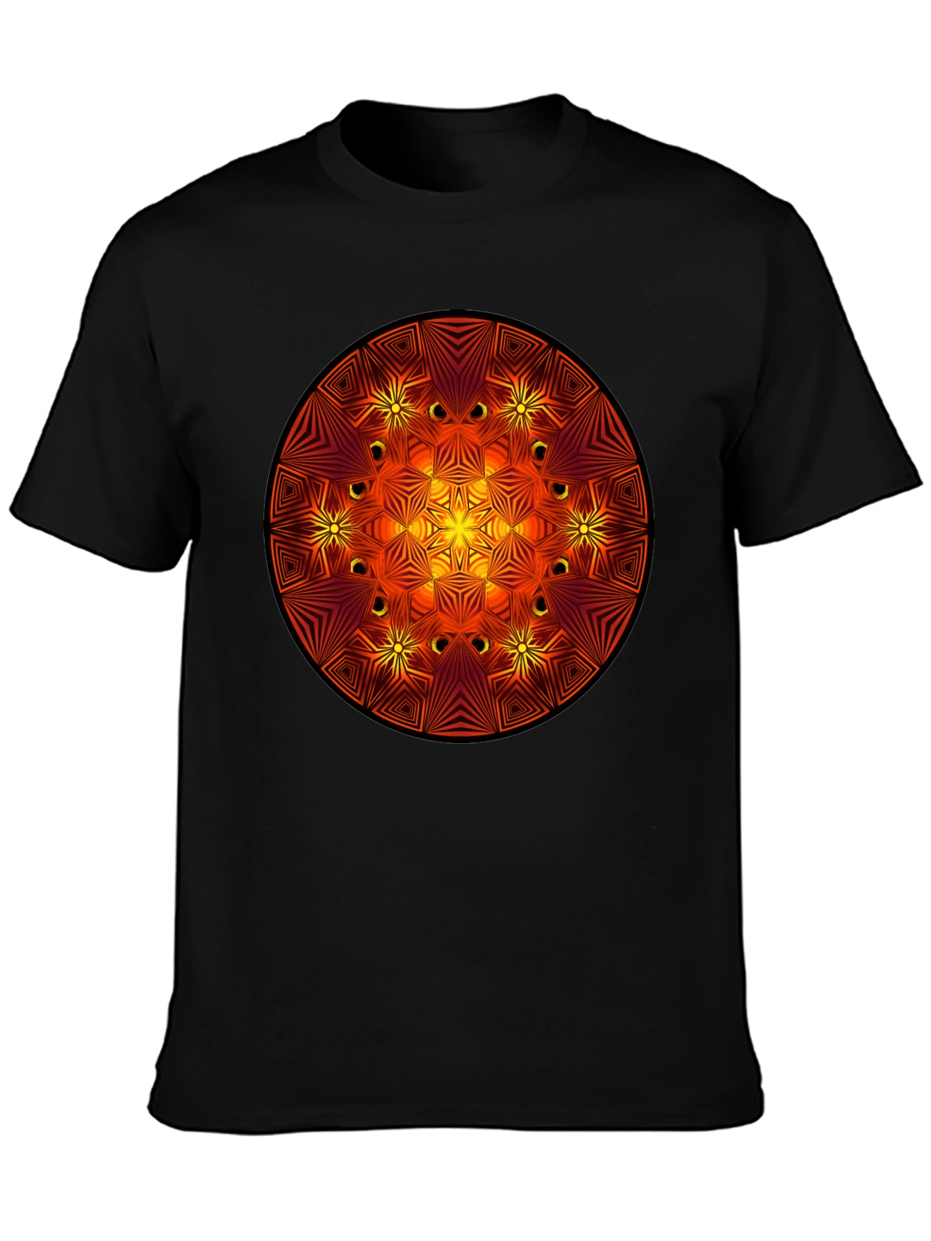 Fiery Mandala Graphic Black T-Shirt
