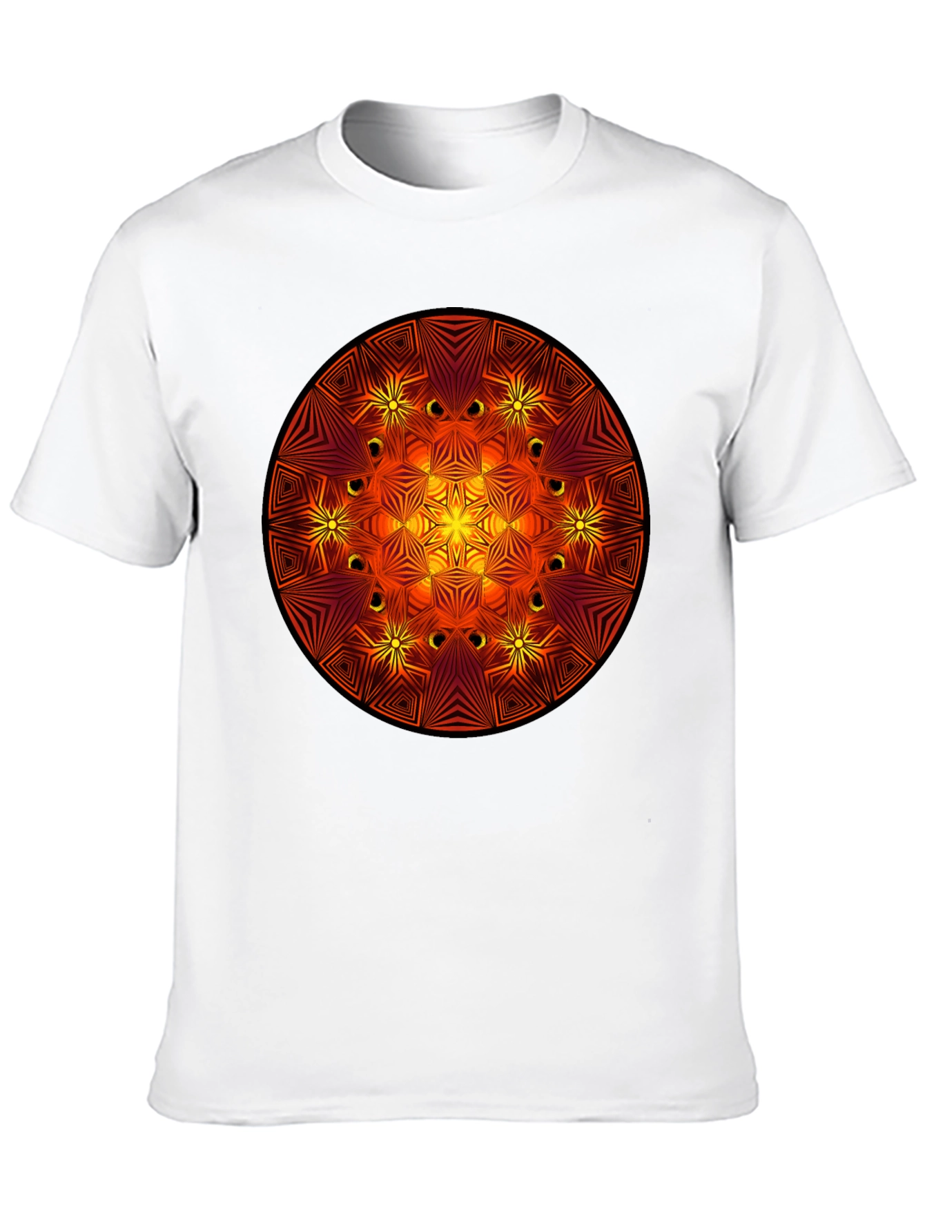 Fiery Mandala Graphic Black T-Shirt