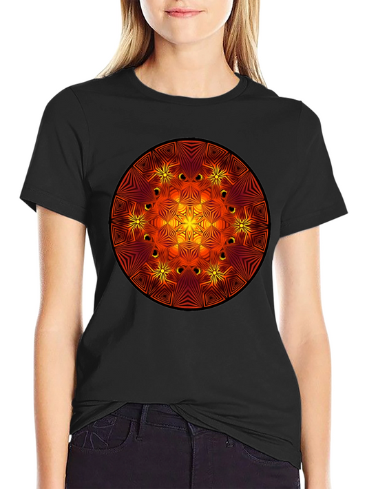 Fiery Mandala Graphic Black T-Shirt