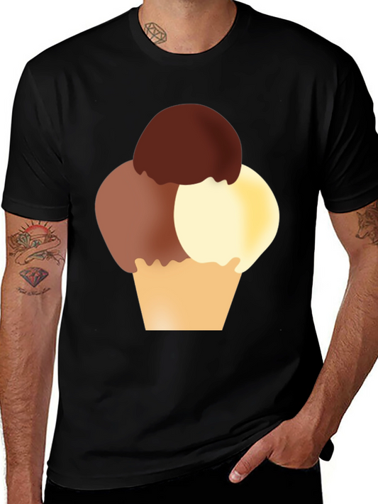 Ice Cream Graphic Tee - Black Cotton T-Shirt