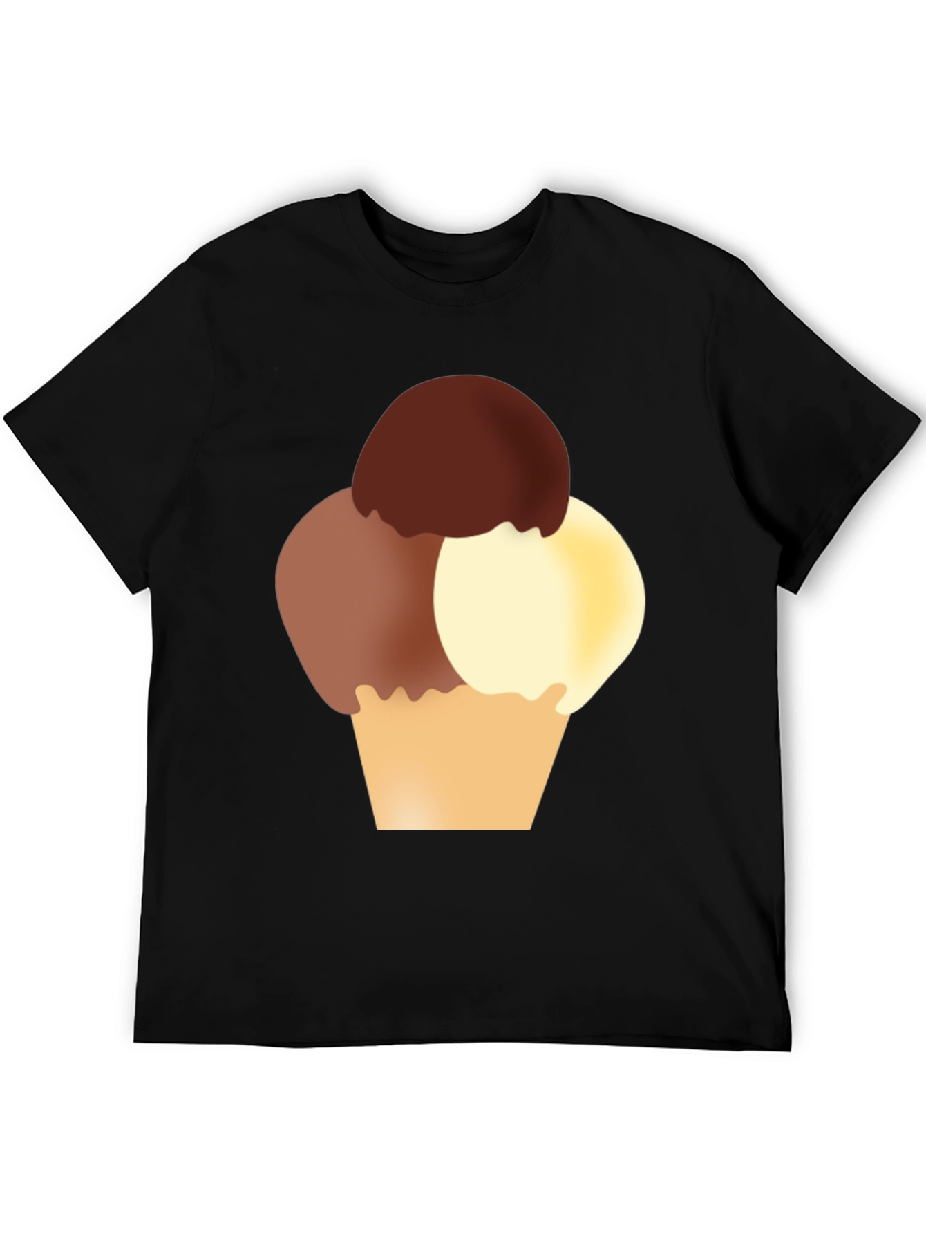 Ice Cream Graphic Tee - Black Cotton T-Shirt