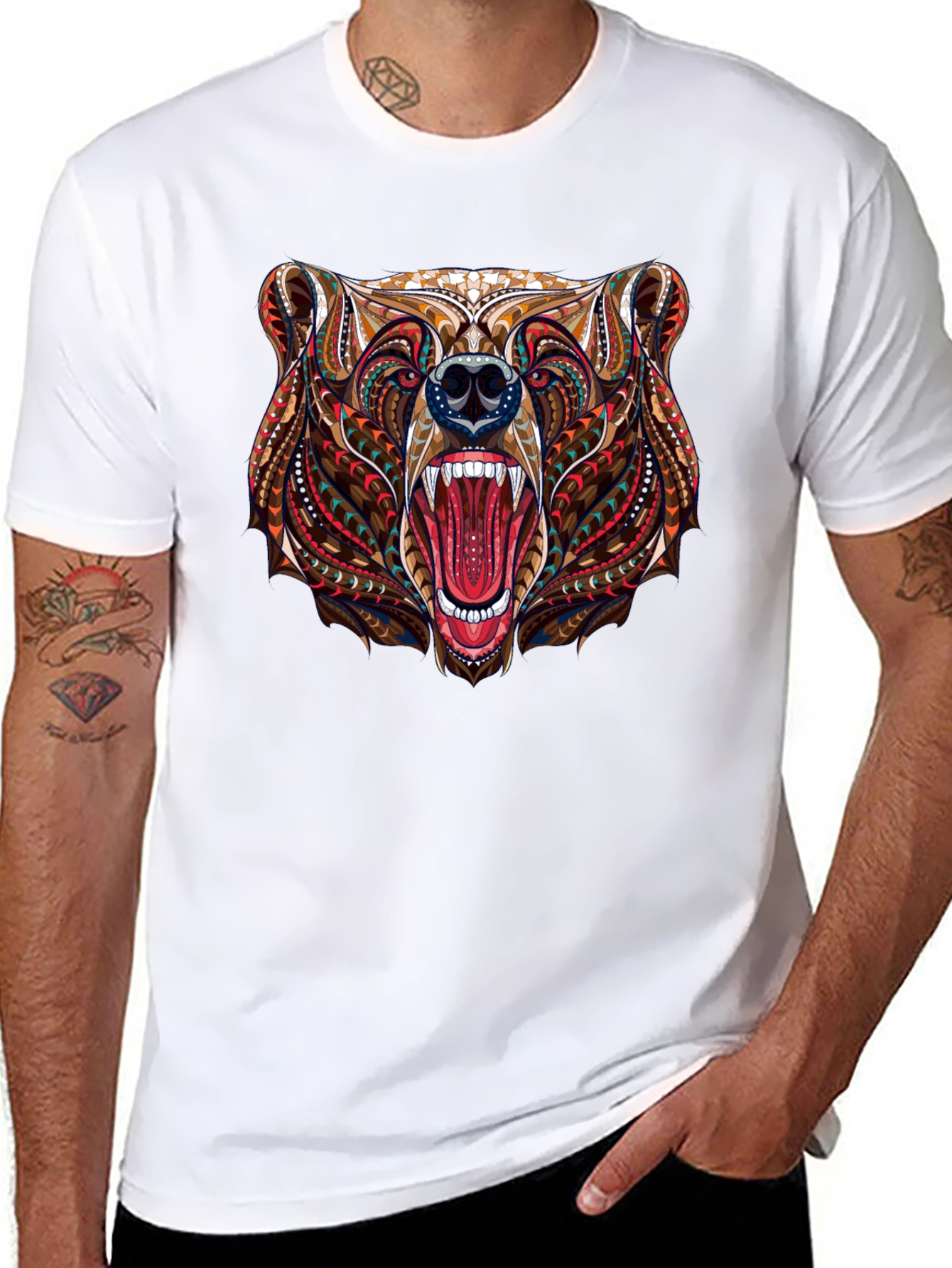 Bear Head Graphic Black T-Shirt