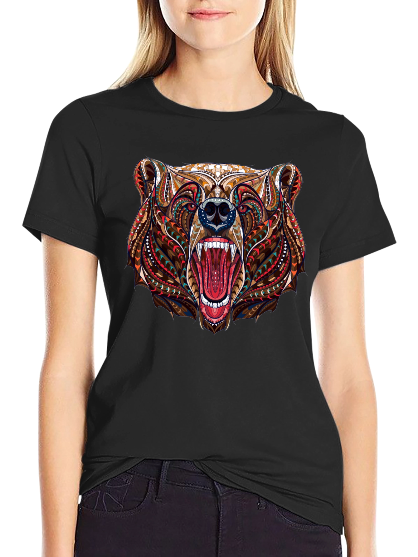 Bear Head Graphic Black T-Shirt