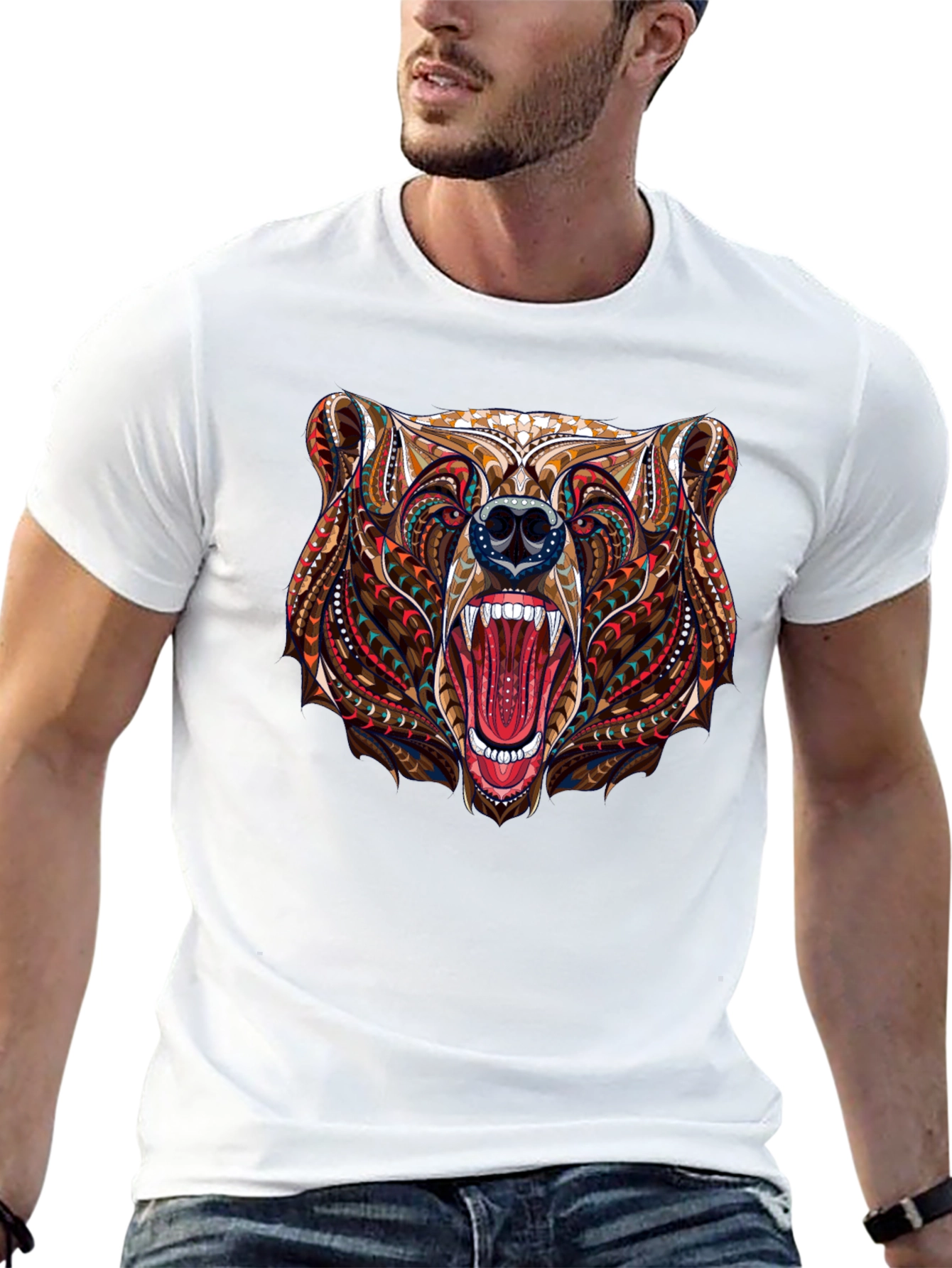 Bear Head Graphic Black T-Shirt