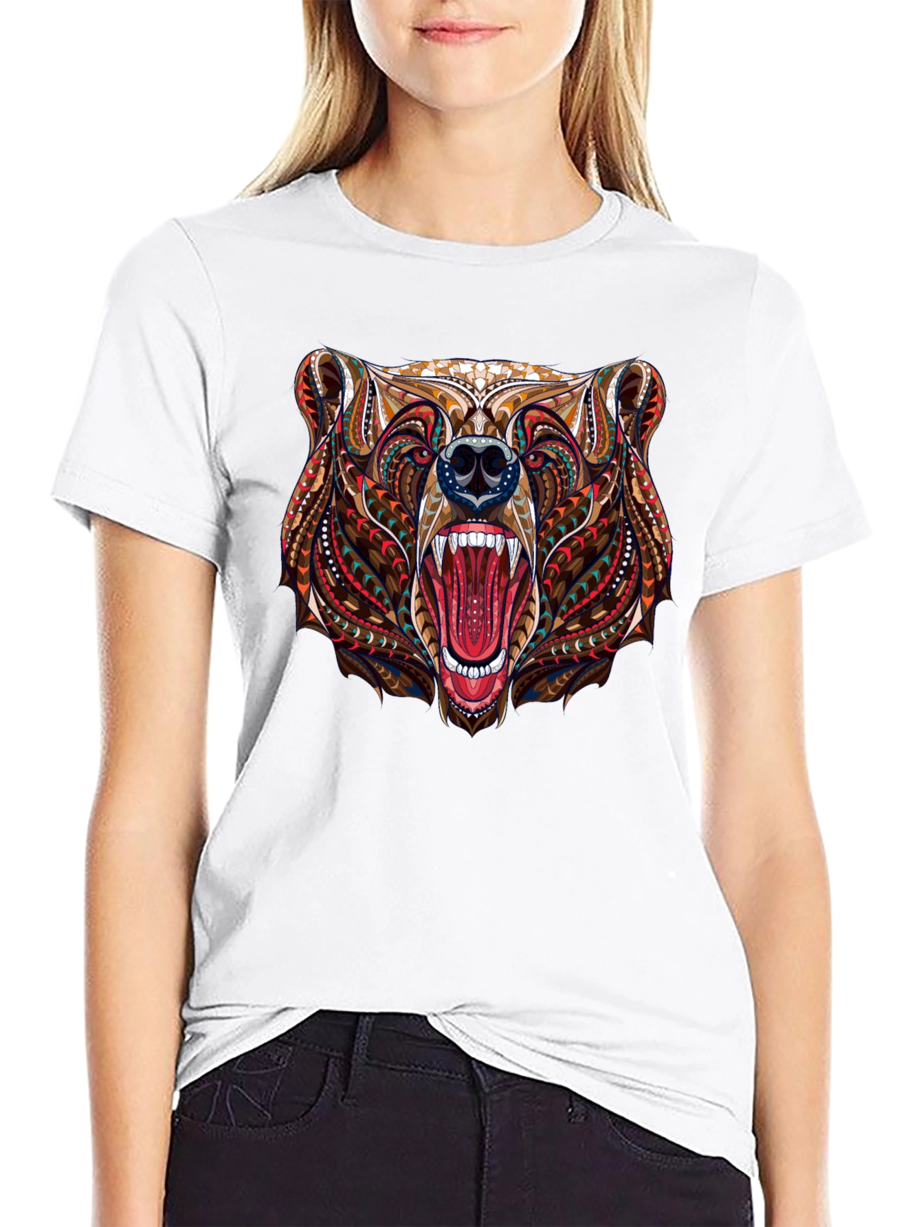 Bear Head Graphic Black T-Shirt