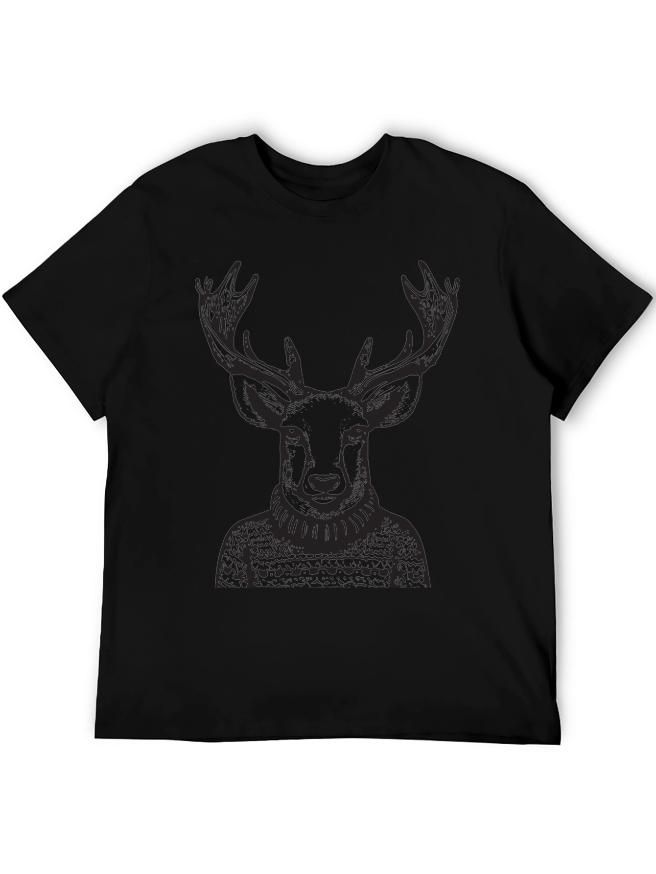 Deer in Sweater Black T-Shirt