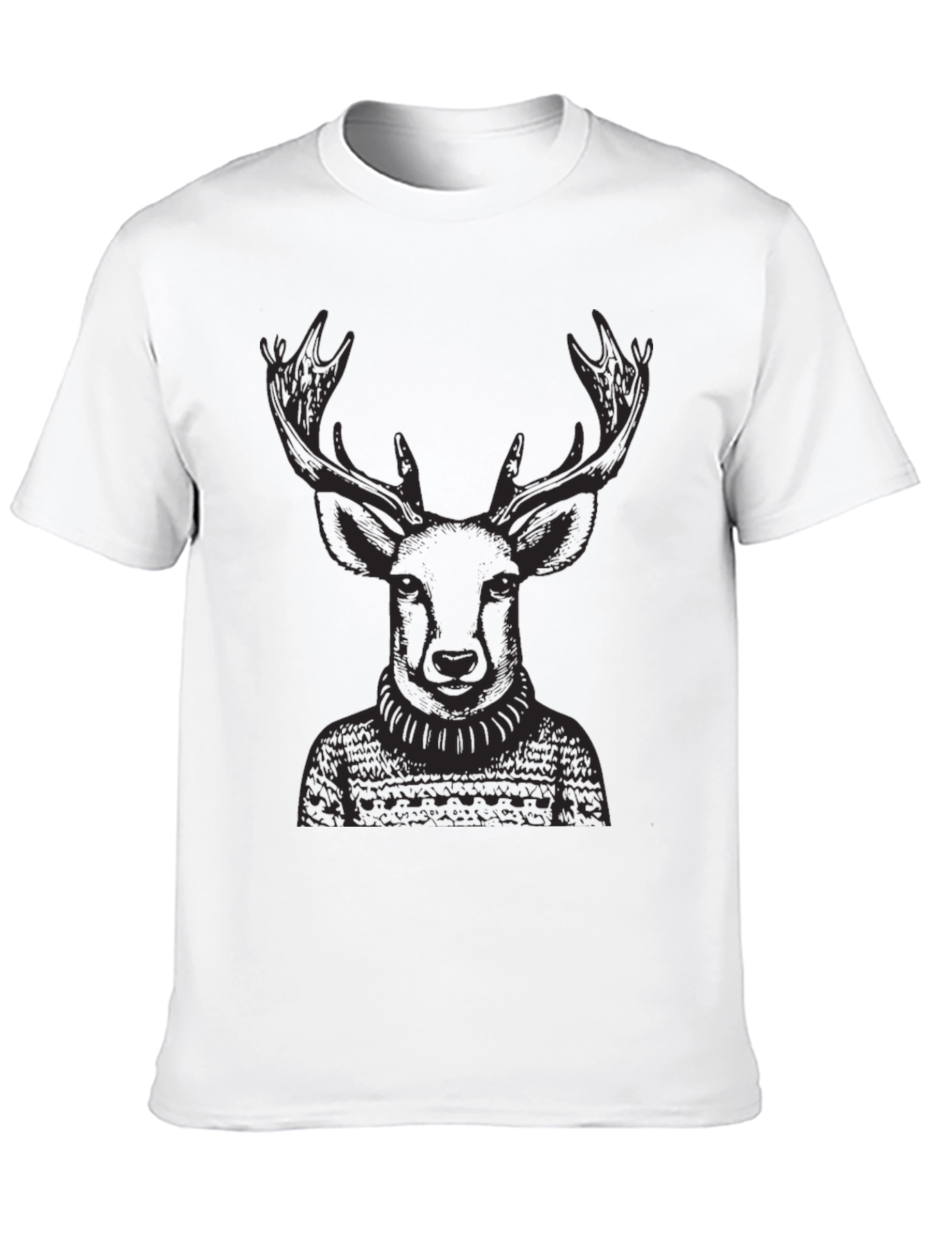 Deer in Sweater Black T-Shirt