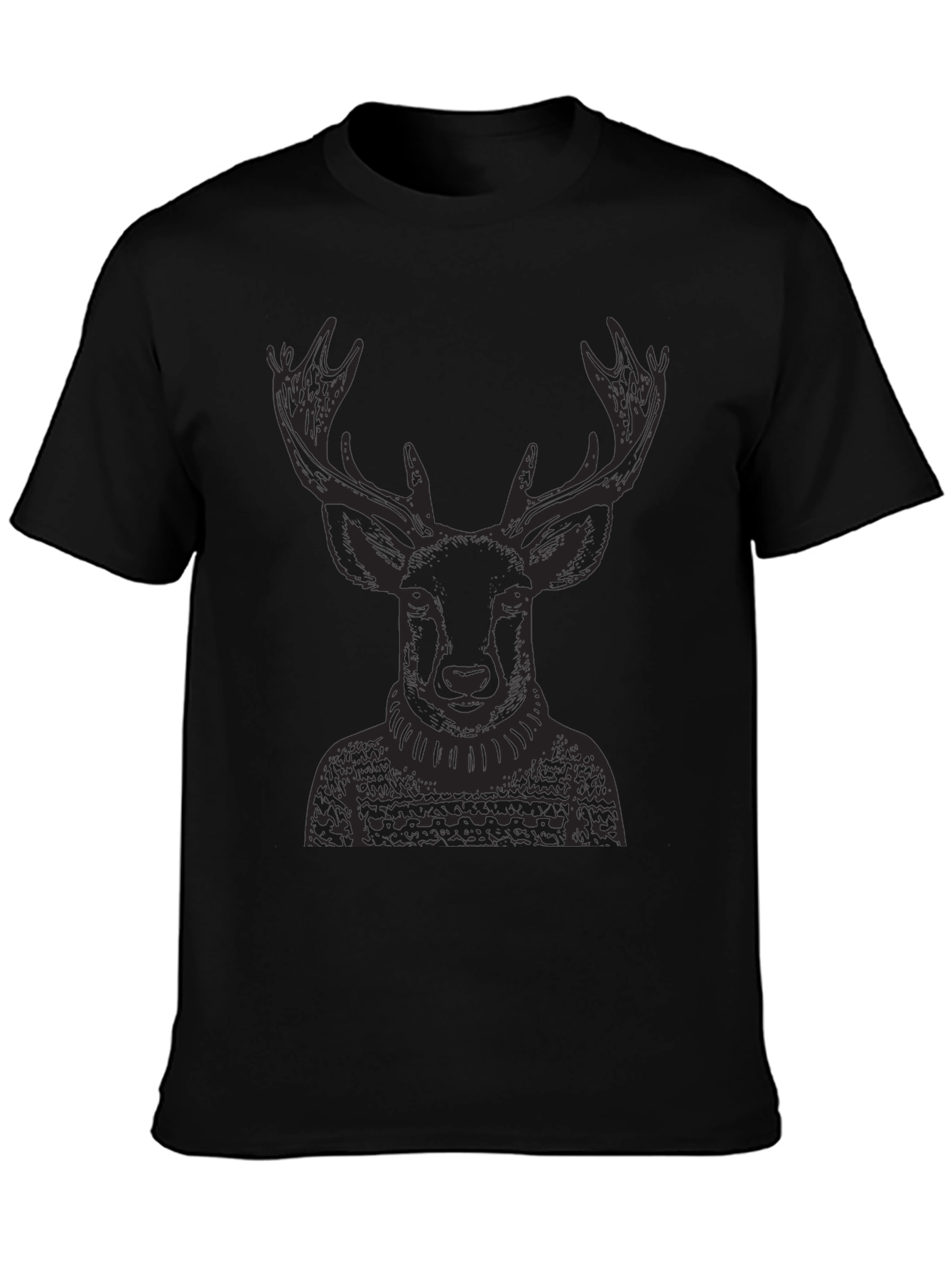 Deer in Sweater Black T-Shirt