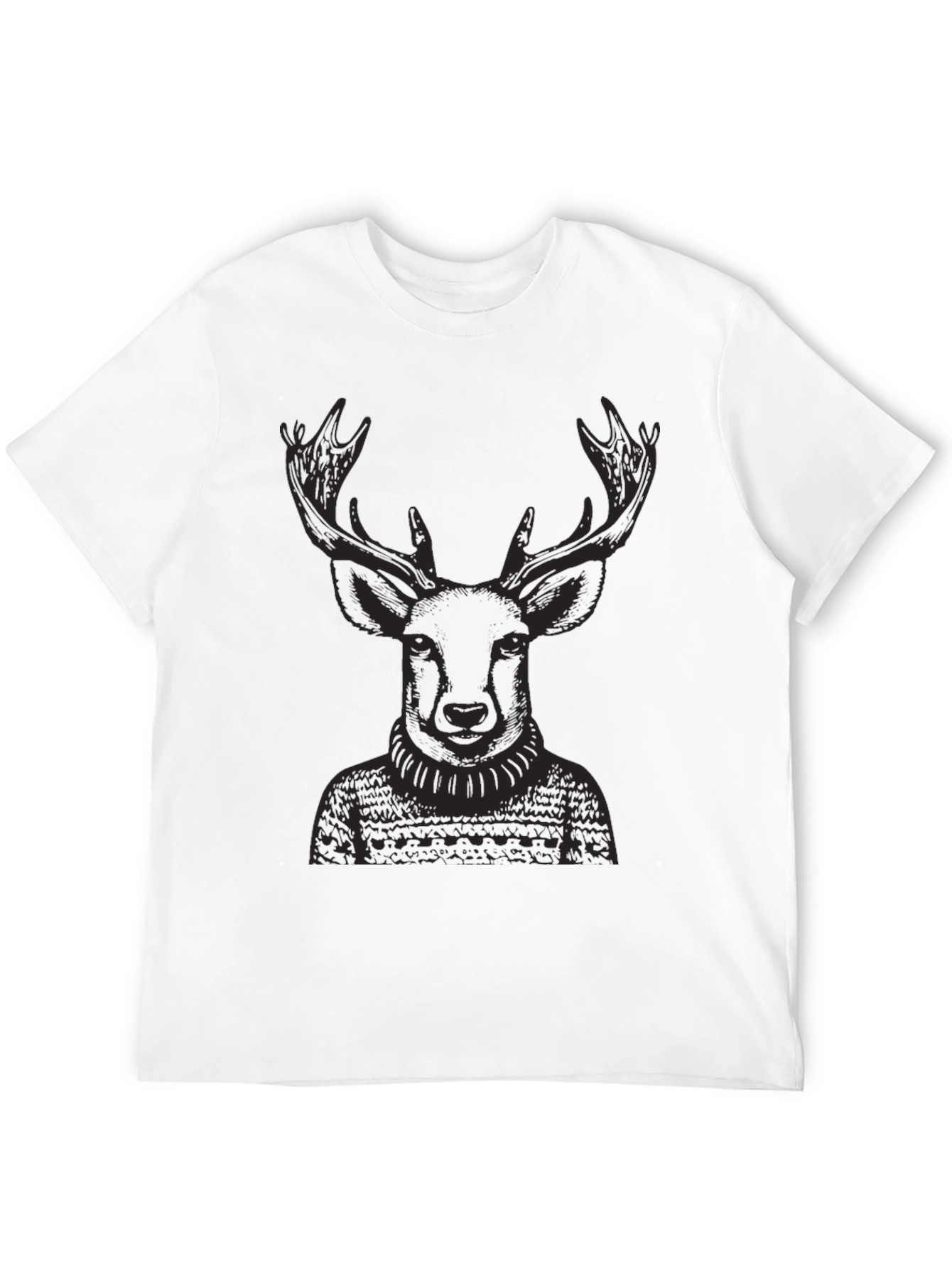 Deer in Sweater Black T-Shirt