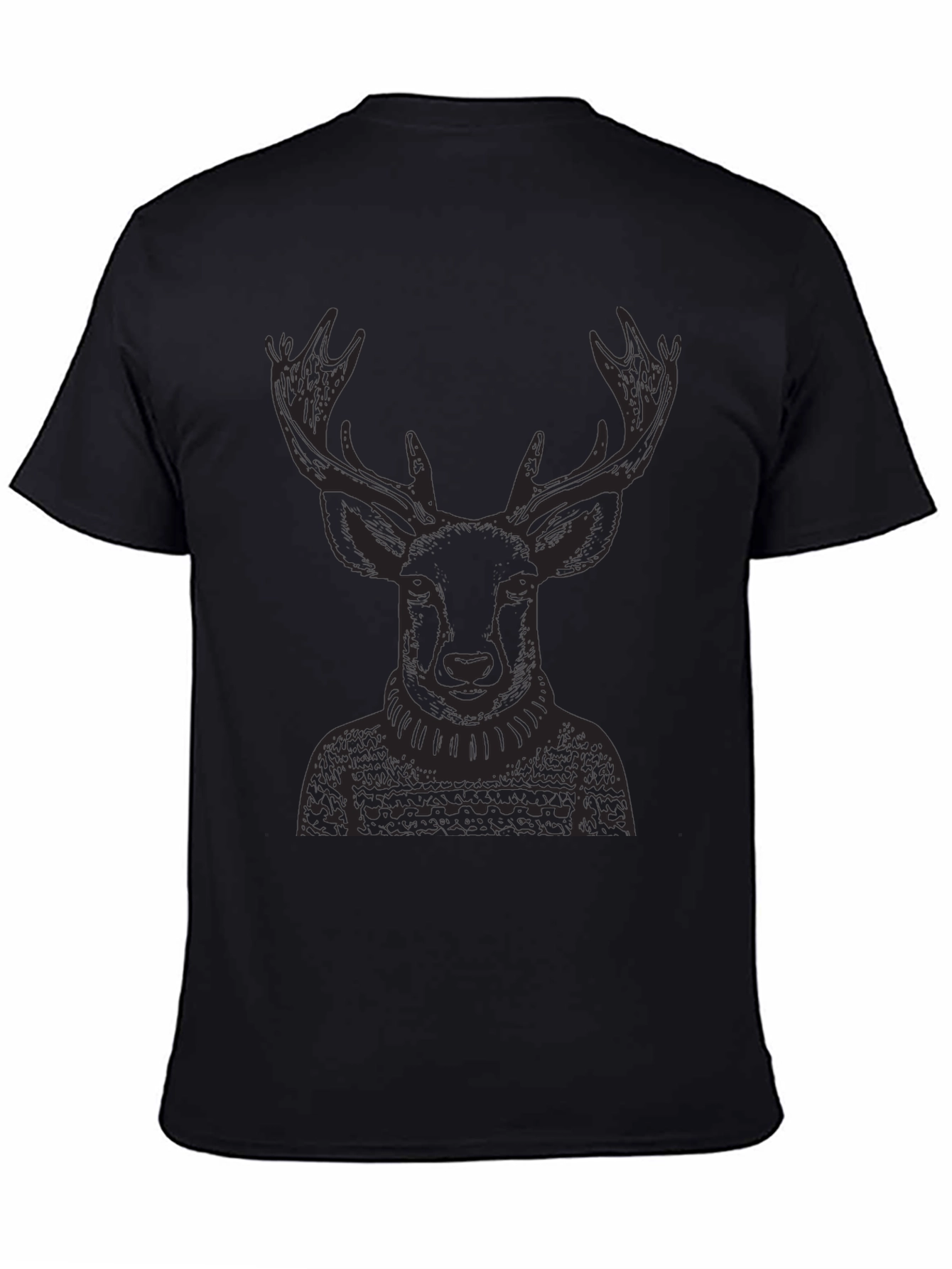 Deer in Sweater Black T-Shirt