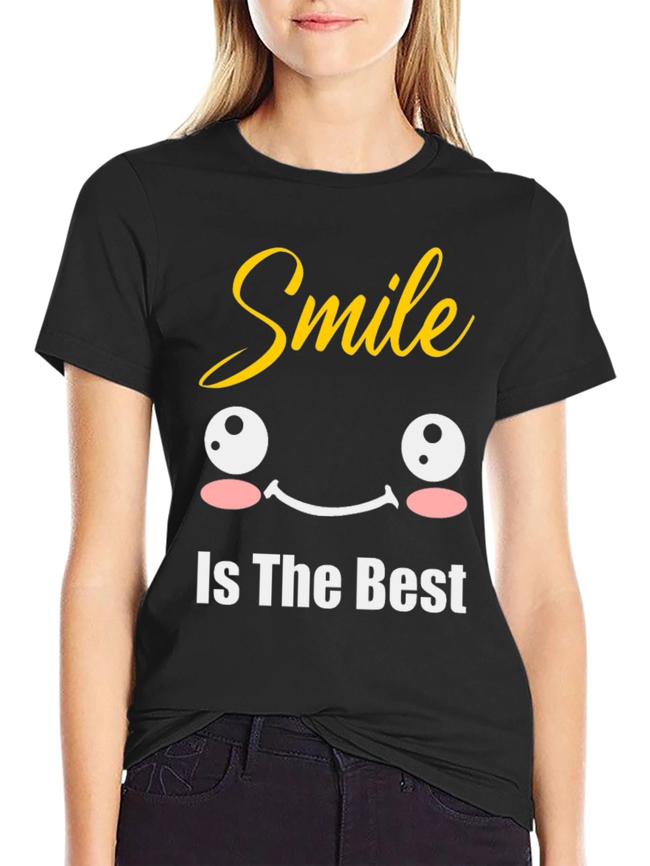 Smile Is The Best Black Graphic T-Shirt