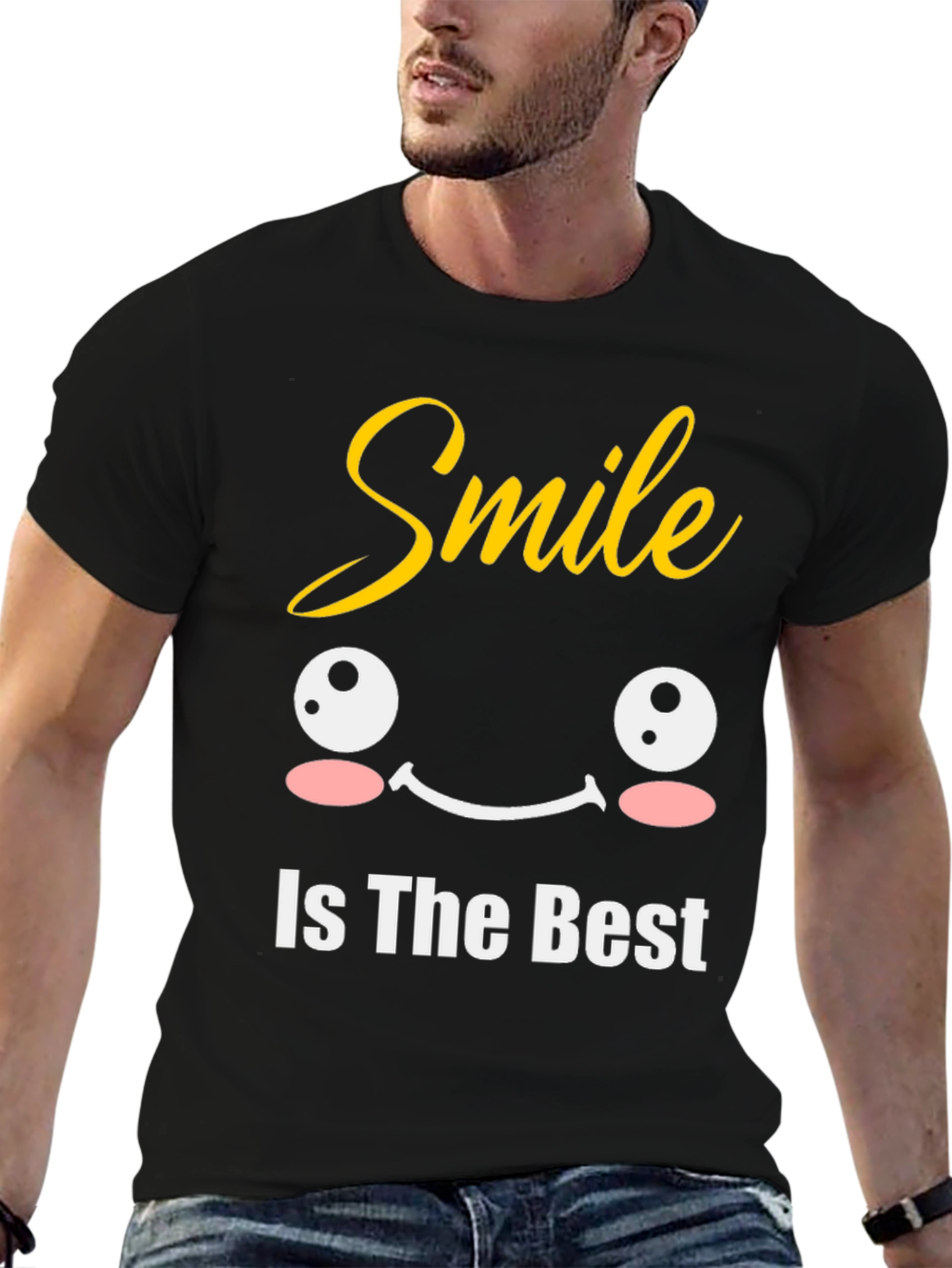 Smile Is The Best Black Graphic T-Shirt