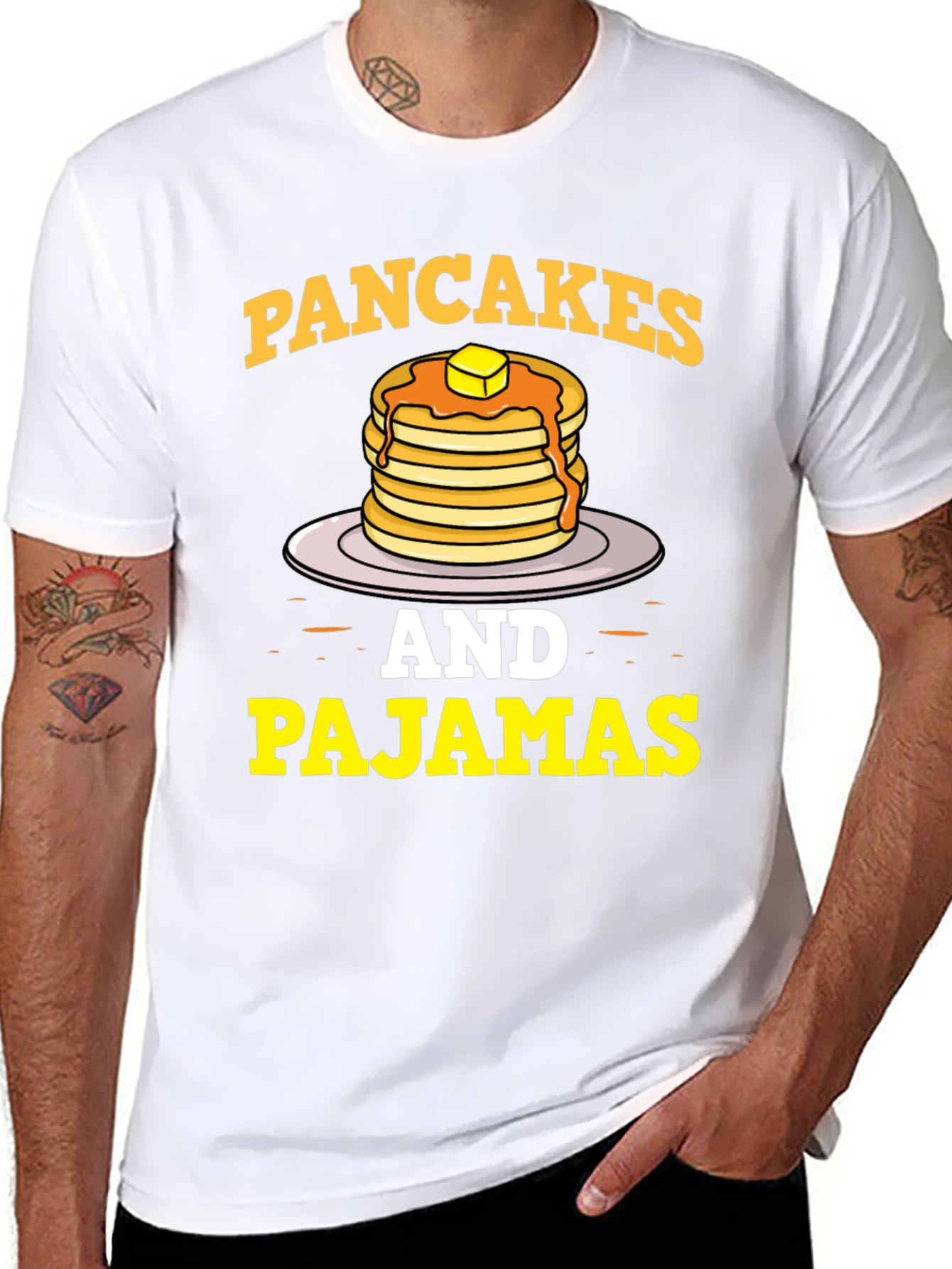 Pancakes & Pajamas Graphic Tee - Funny Breakfast Shirt