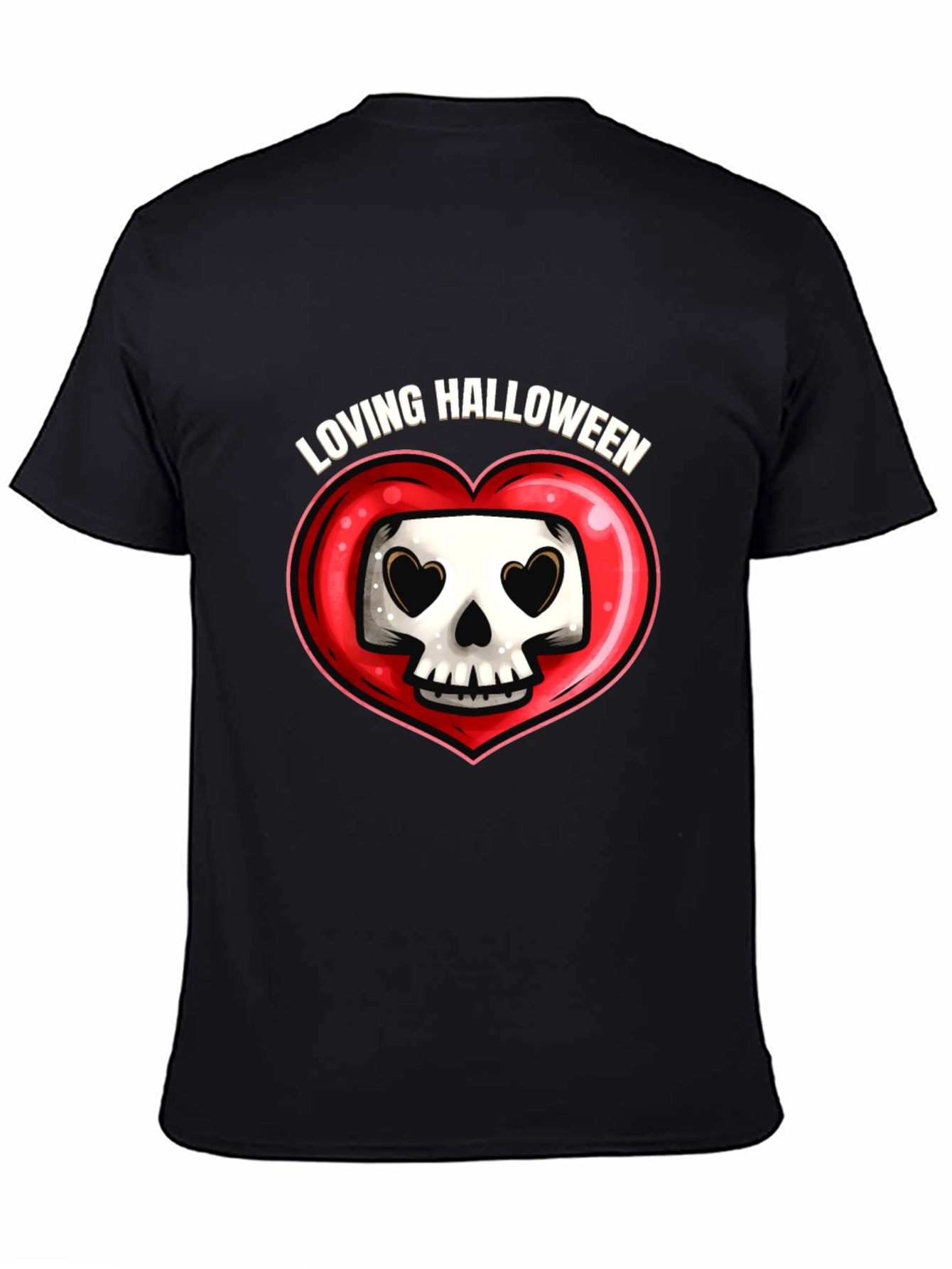 Loving Halloween Graphic Tee - Heart Skull