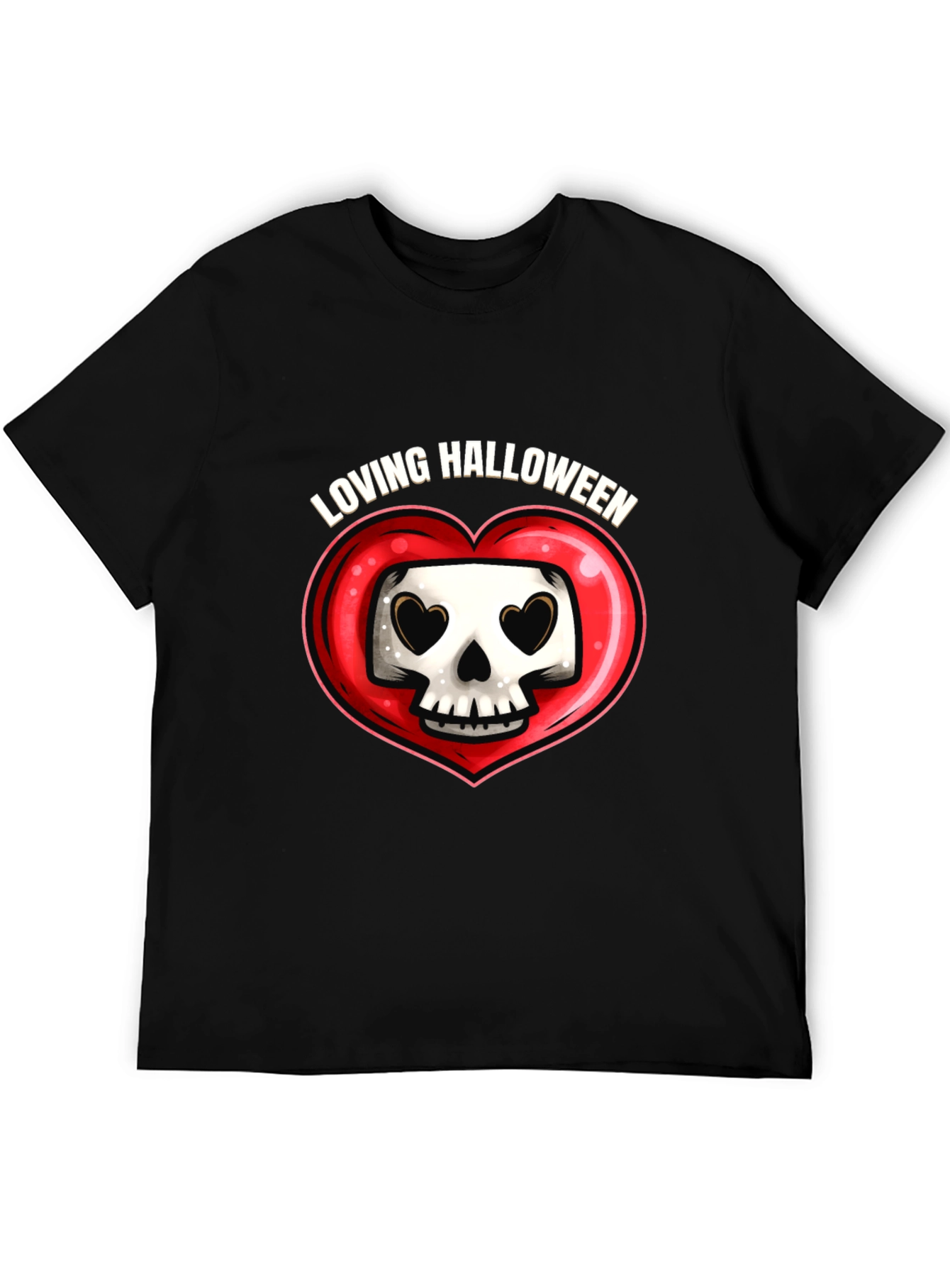 Loving Halloween Graphic Tee - Heart Skull