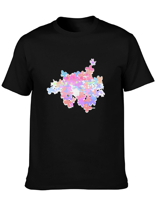 Floral Face Graphic Black T-Shirt