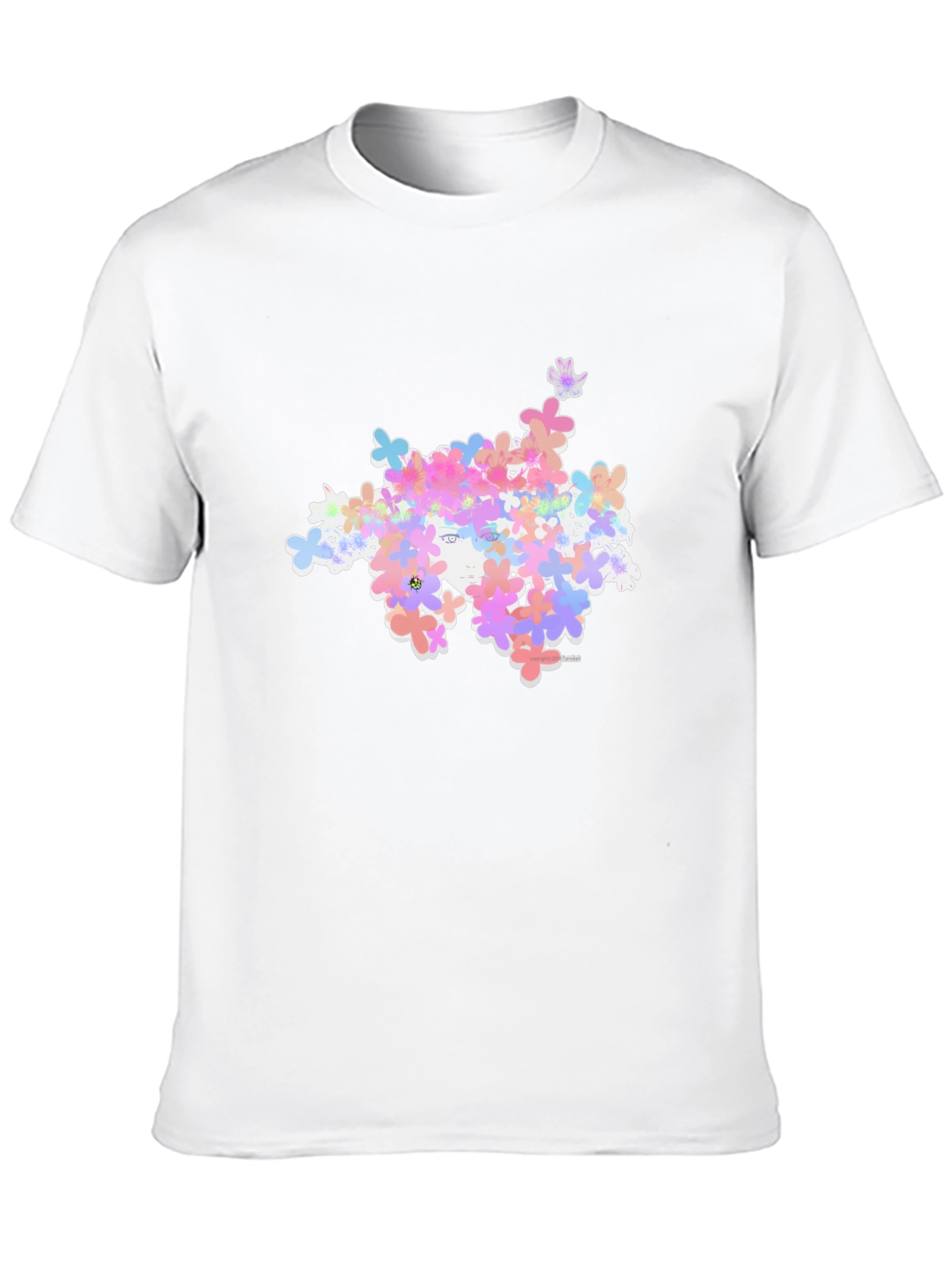 Floral Face Graphic Black T-Shirt