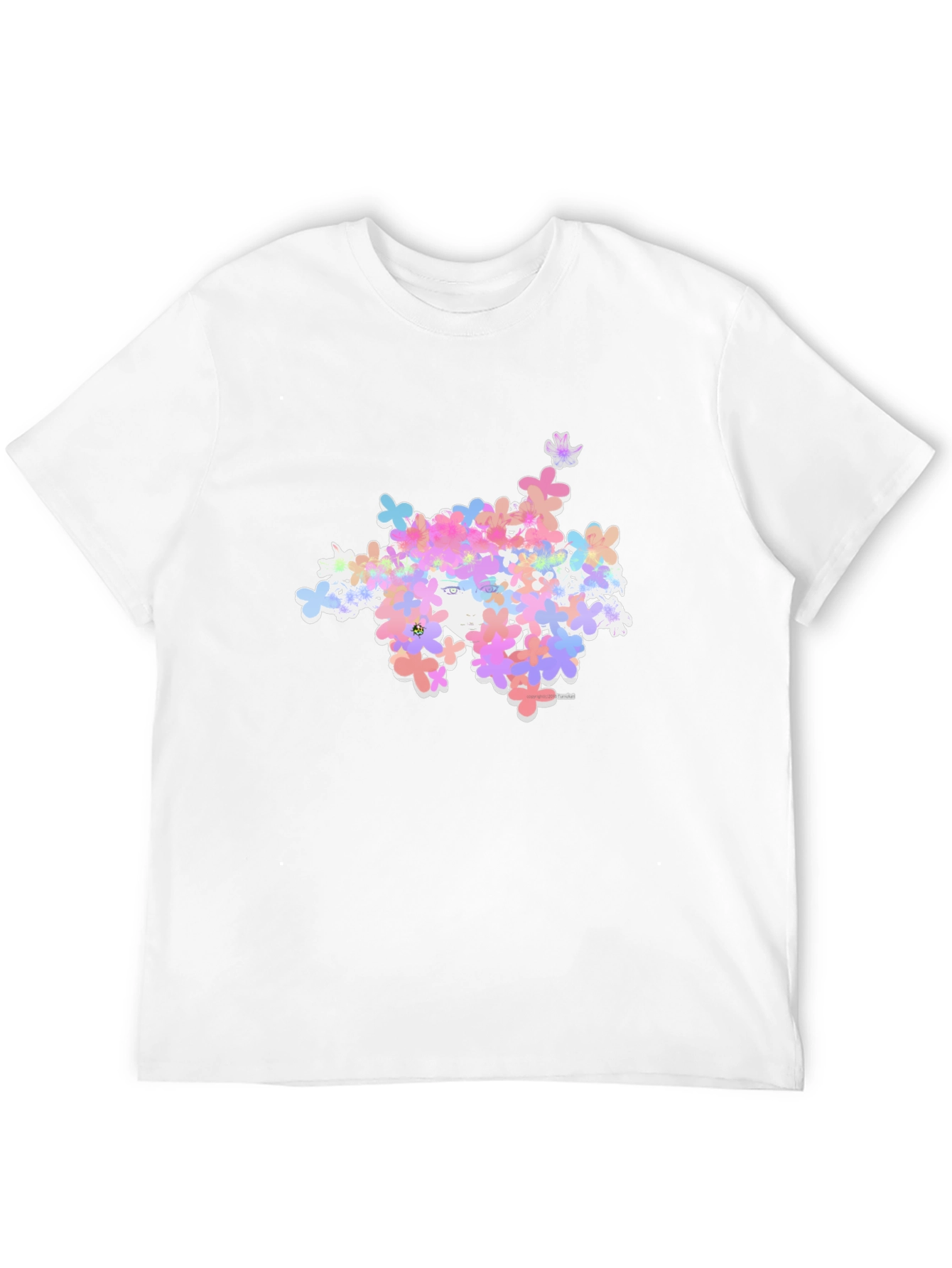 Floral Face Graphic Black T-Shirt