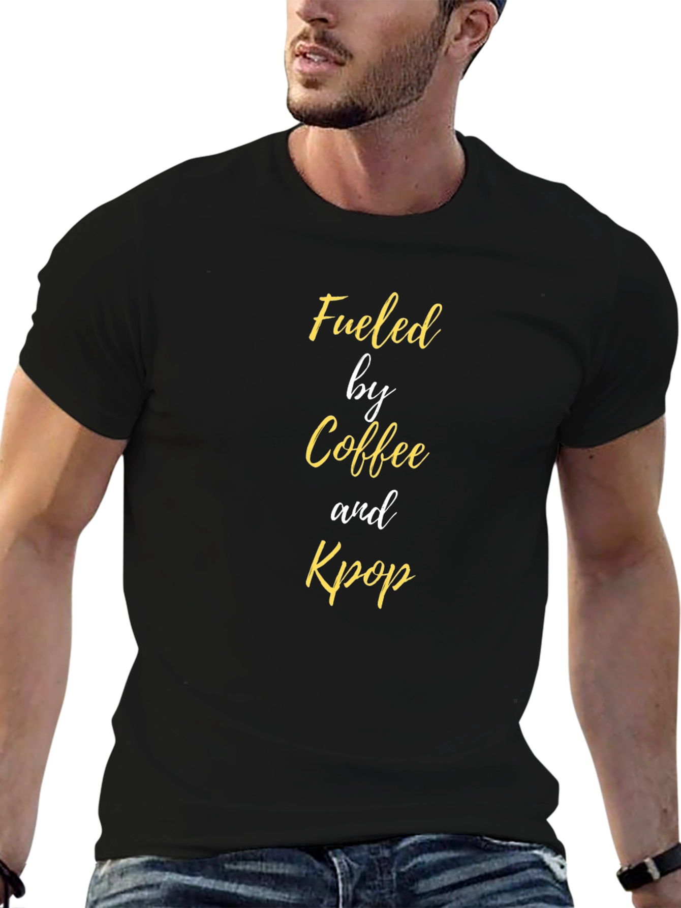 Fueled by Coffee and Kpop Black T-Shirt
