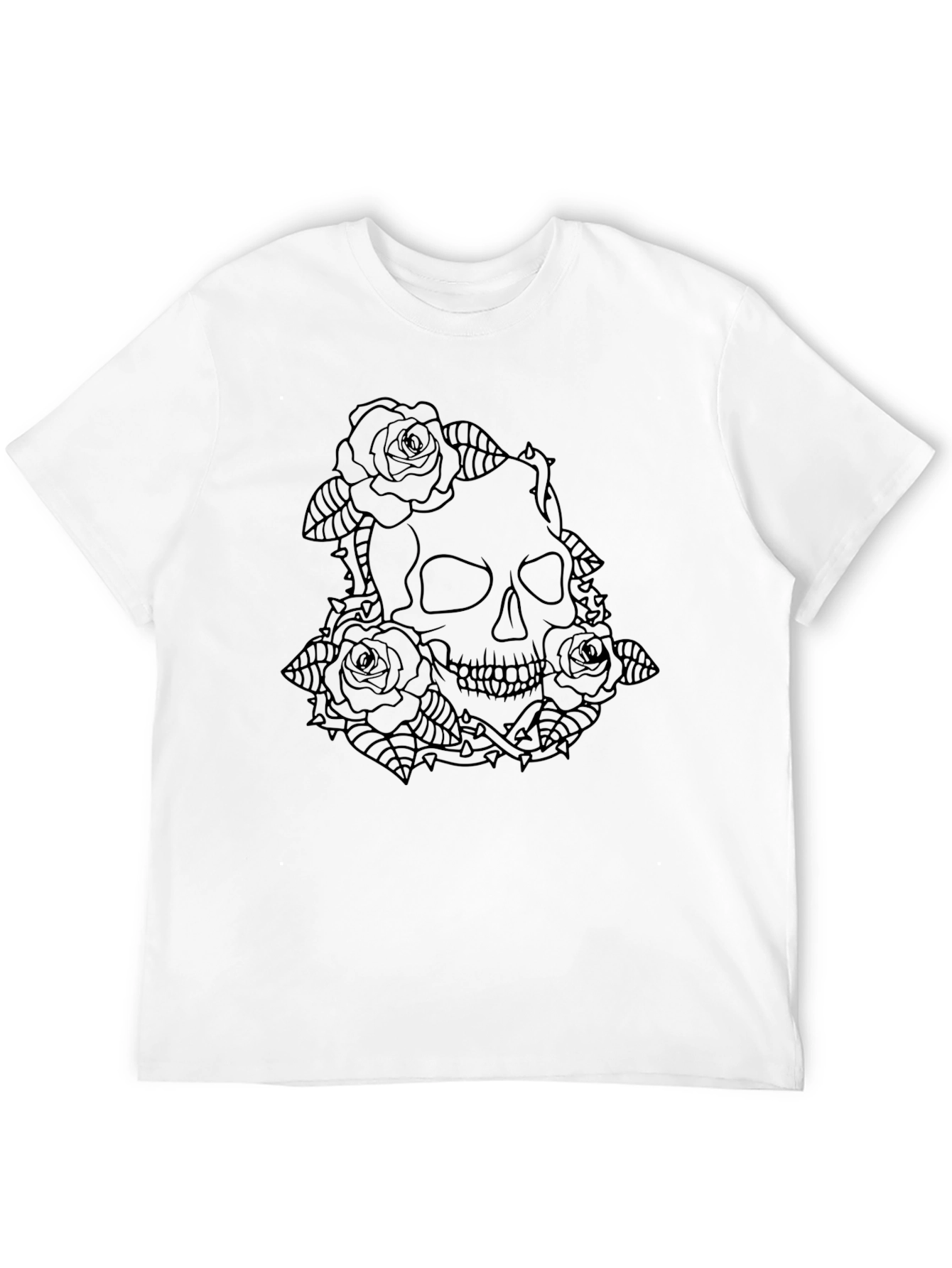 Skull & Roses Graphic Tee - Edgy Dark Style