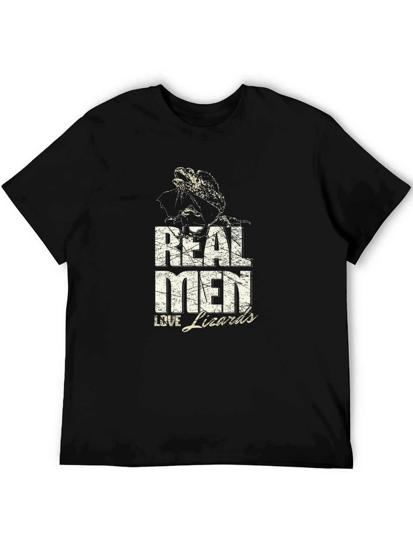 Real Men Love Lizards Graphic T-Shirt - Black