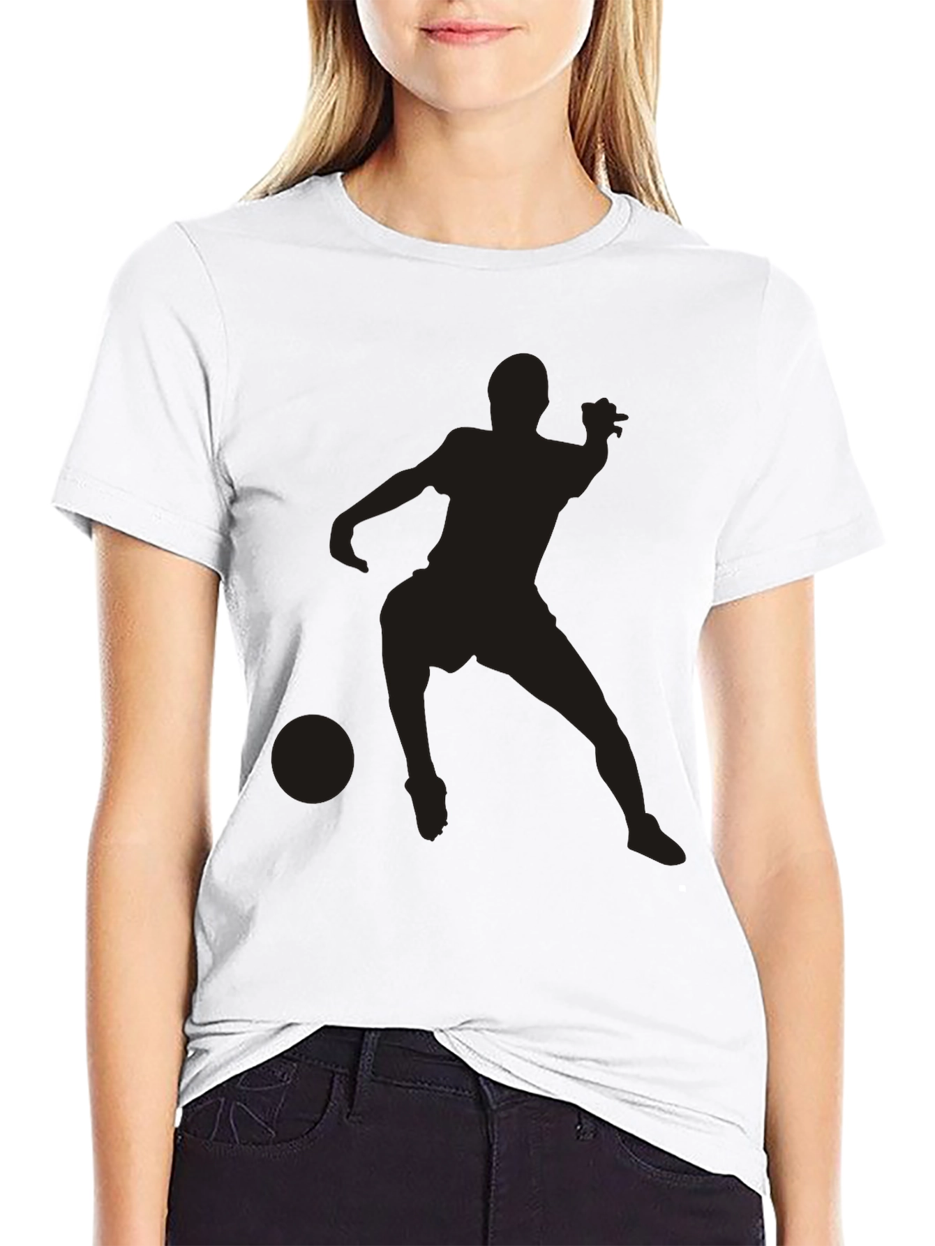 Black Soccer Player Graphic Tee - Casual Style