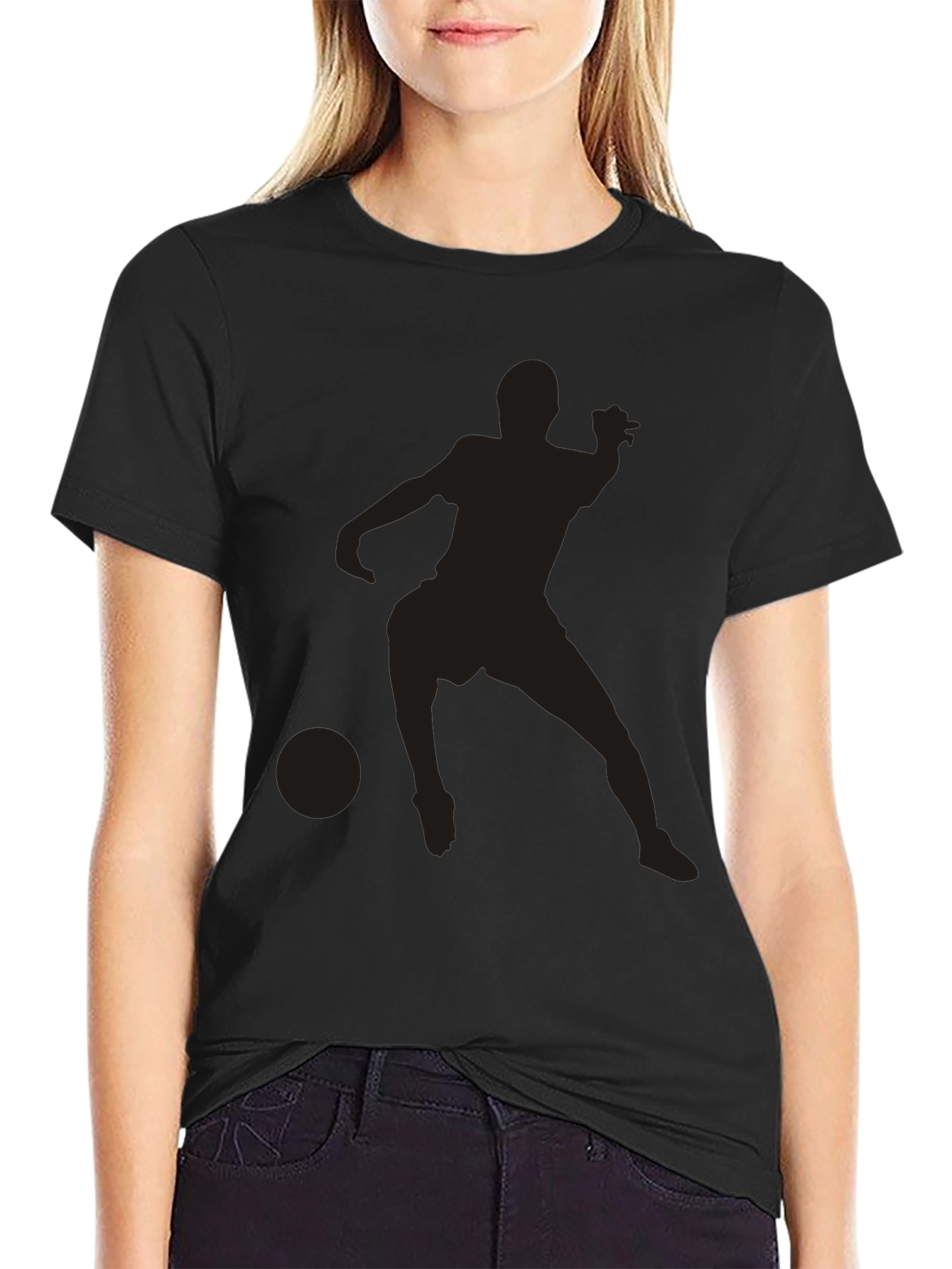 Black Soccer Player Graphic Tee - Casual Style