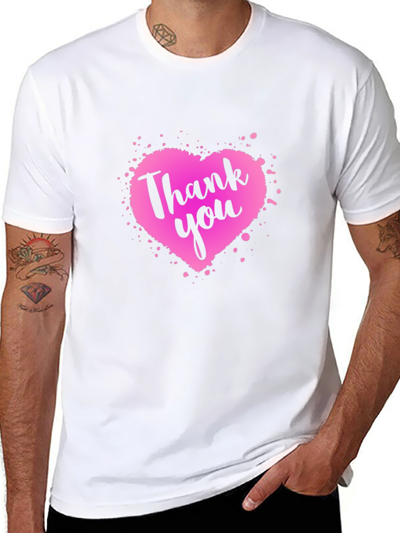 Thank You Heart Graphic Black T-Shirt